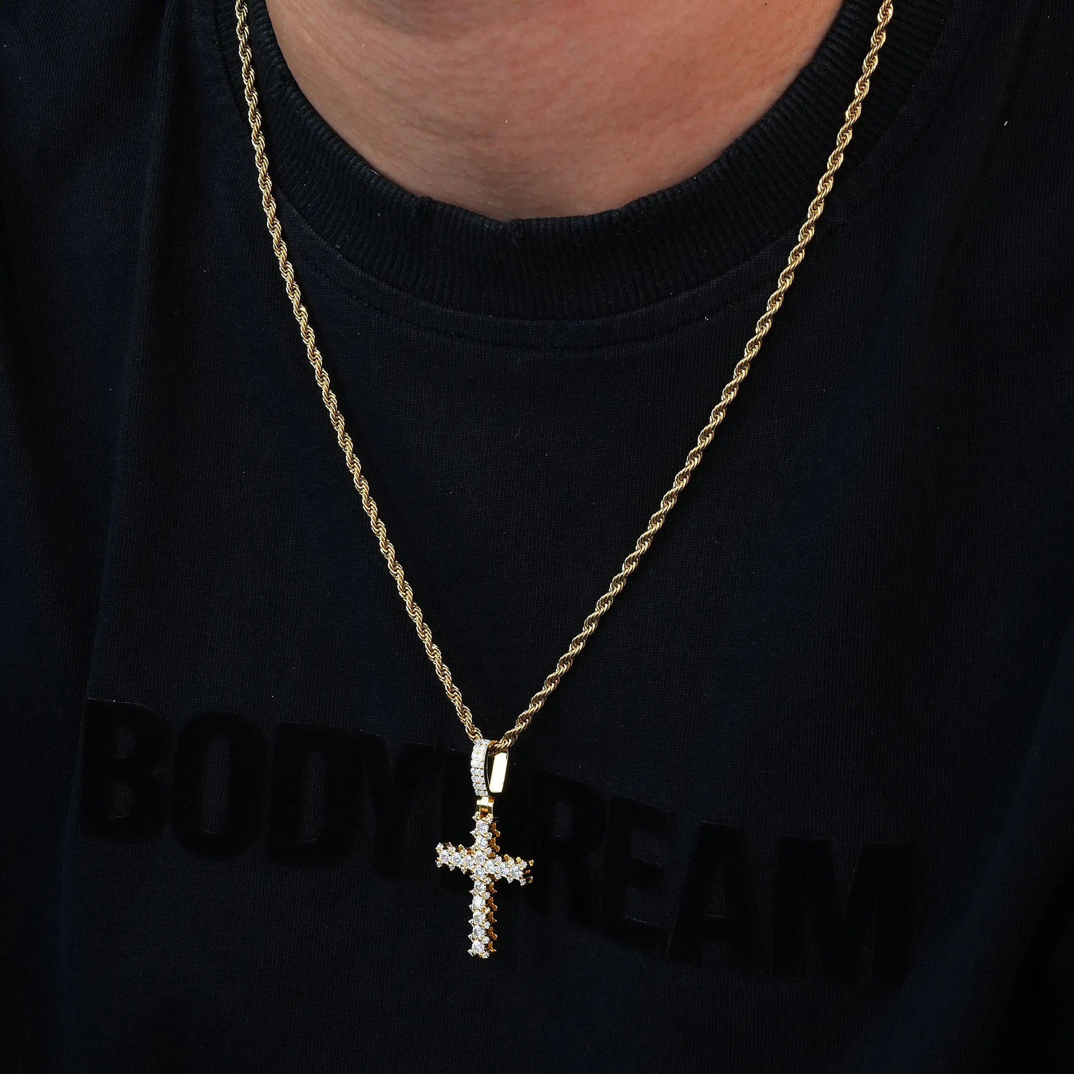 S925 Moissanite Princess Cut Cross Pendant