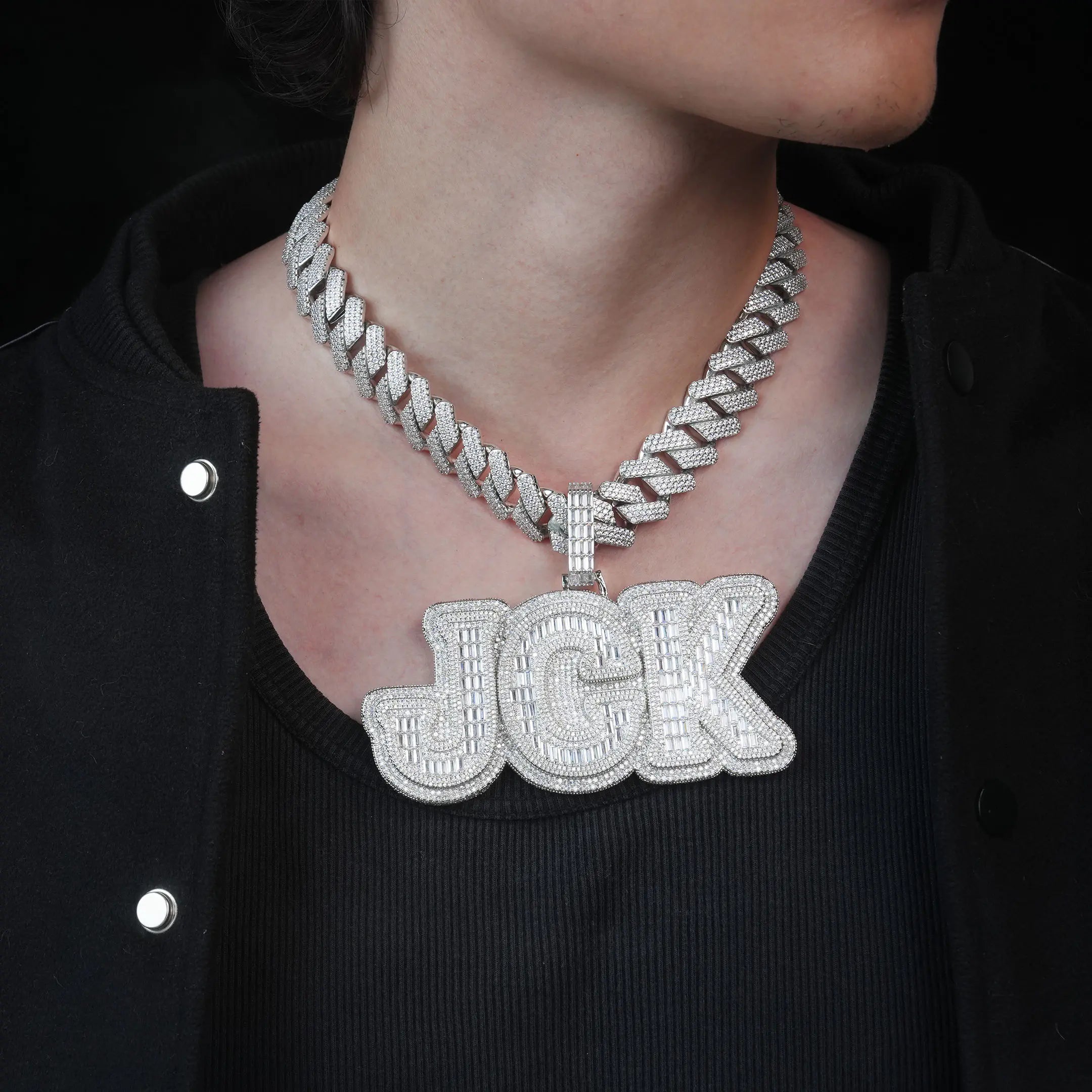 Custom Big Baguette Letter Pendant