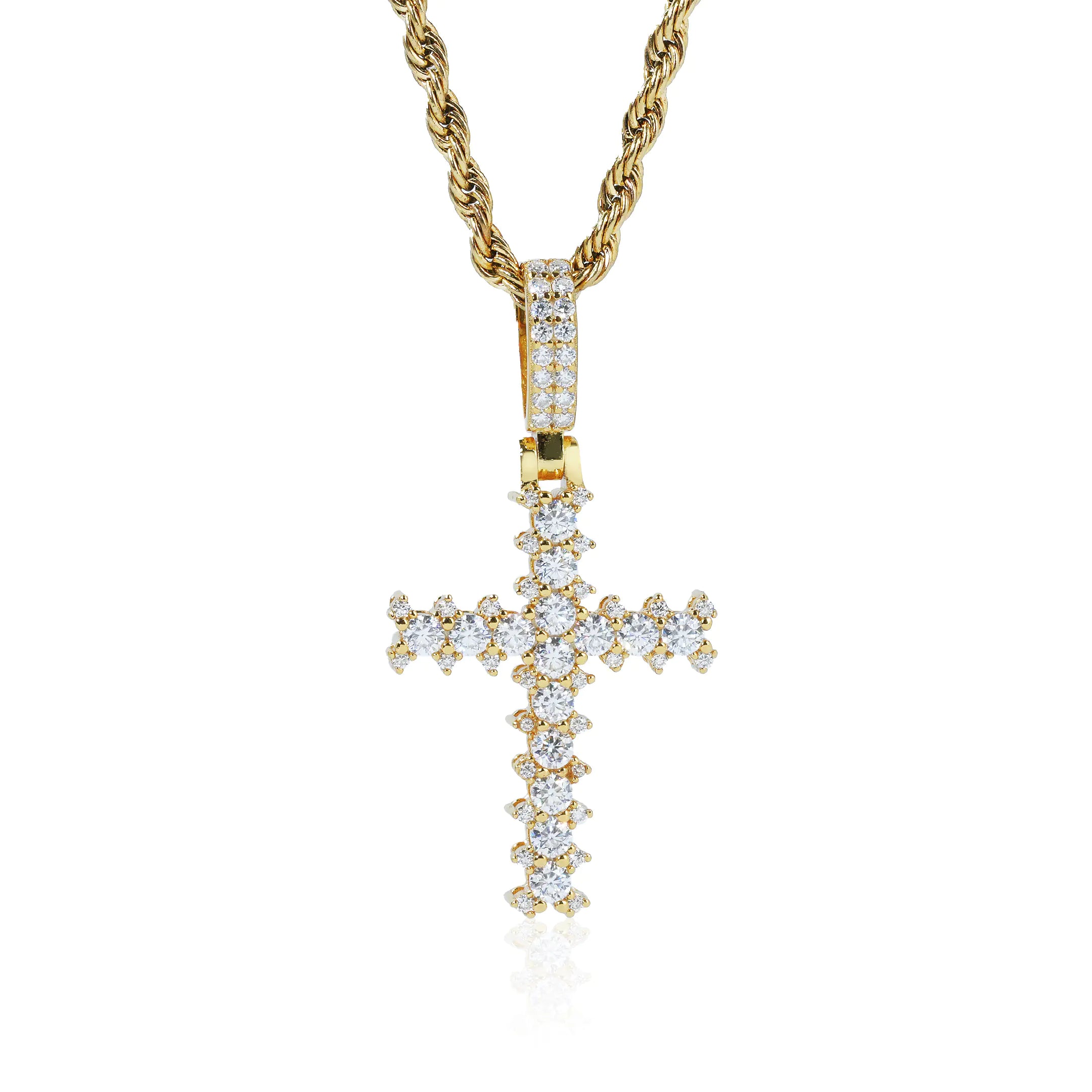 S925 Moissanite Princess Cut Cross Pendant