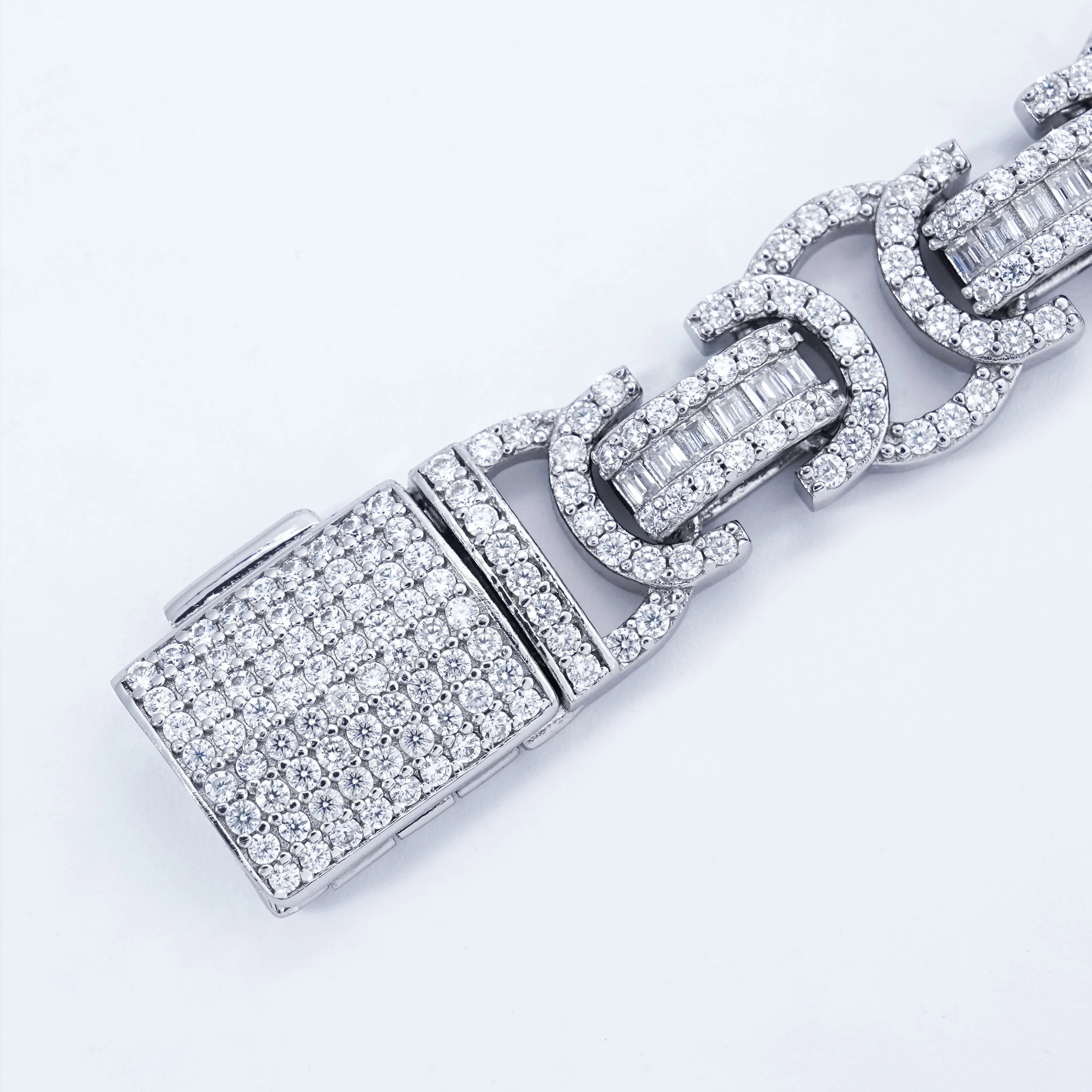 S925 Moissanite 12MM Byzantine Iced Bracelet