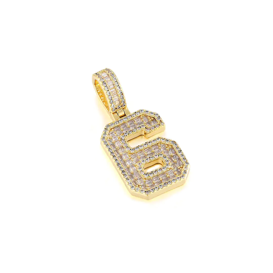 Custom Baguette Number Pendant