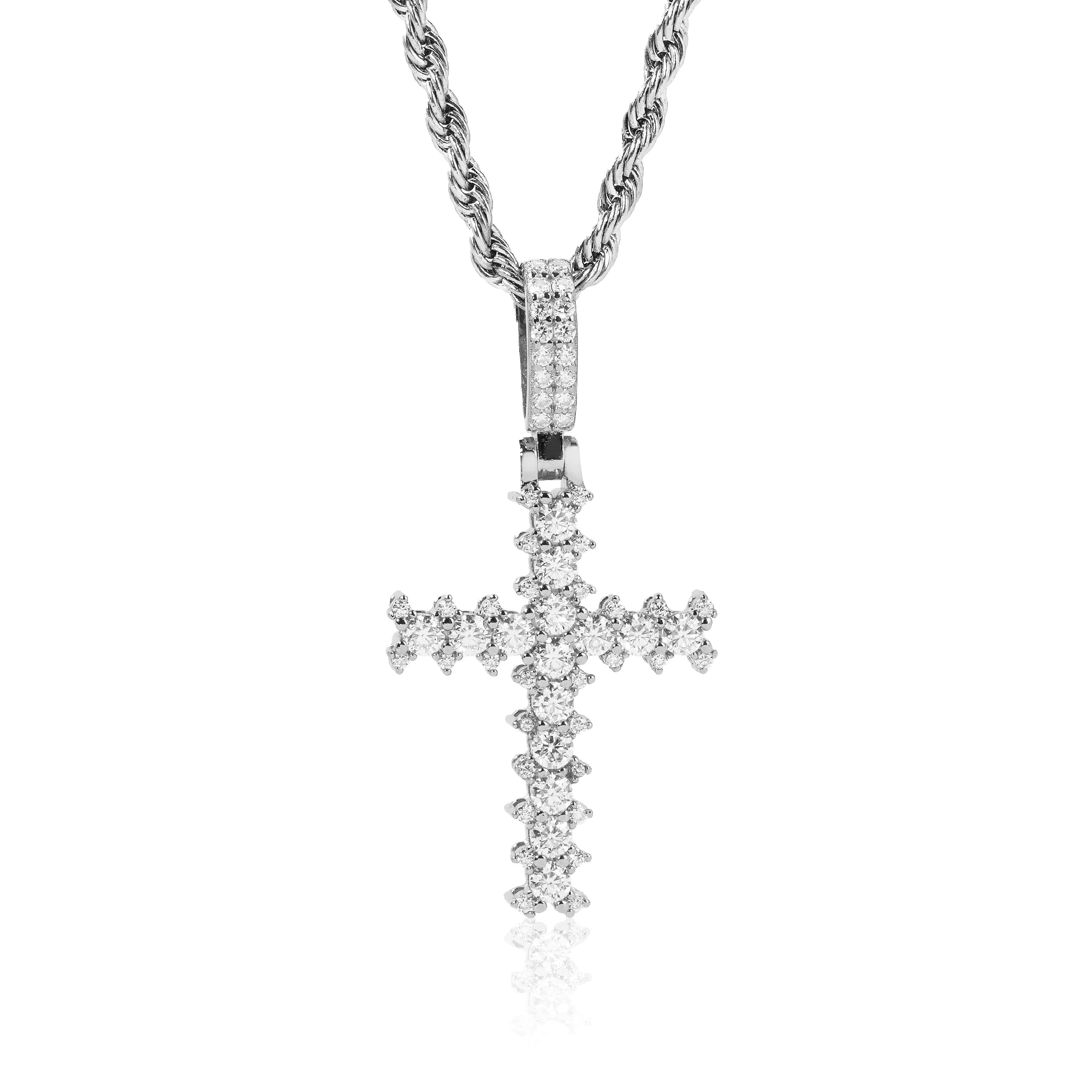 S925 Moissanite Princess Cut Cross Pendant