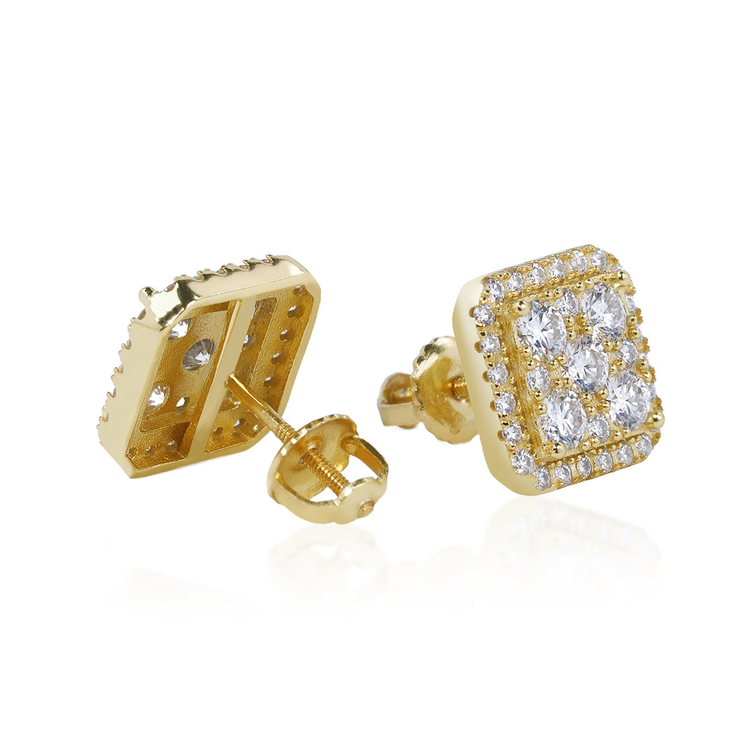 S925 Square Princess Cut Stud Earrings-1.6CT Total