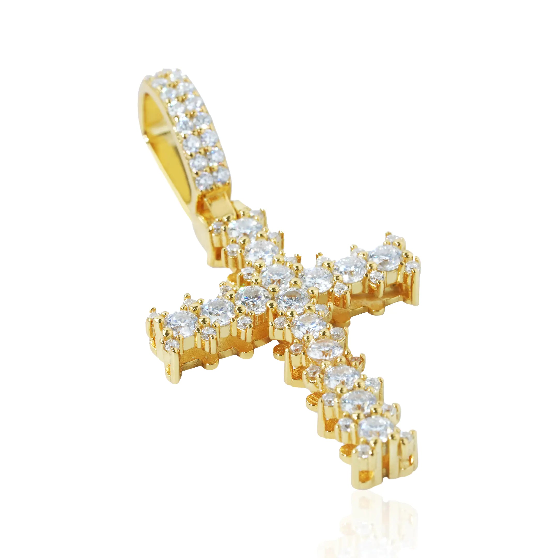 S925 Moissanite Princess Cut Cross Pendant