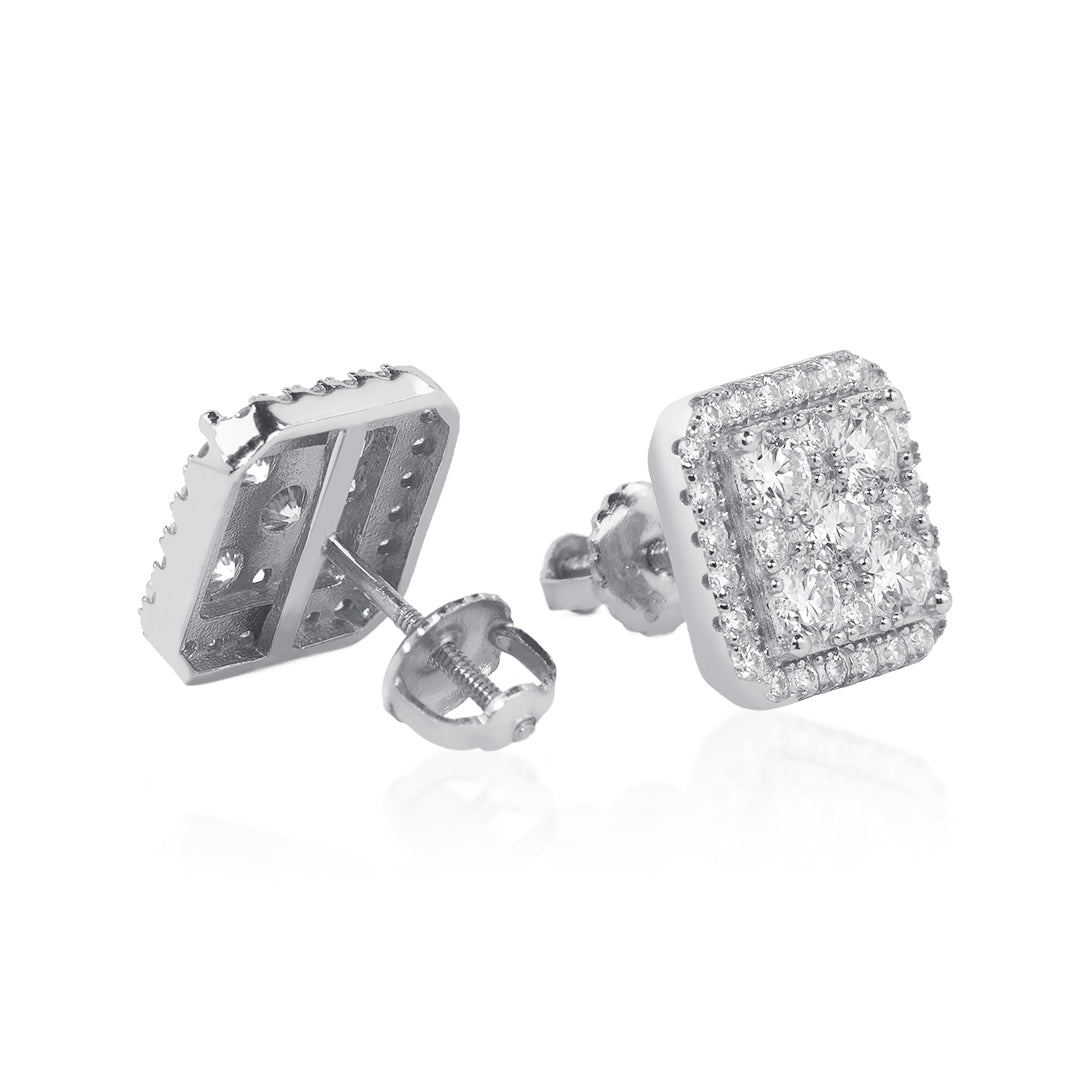 S925 Square Princess Cut Stud Earrings-1.6CT Total