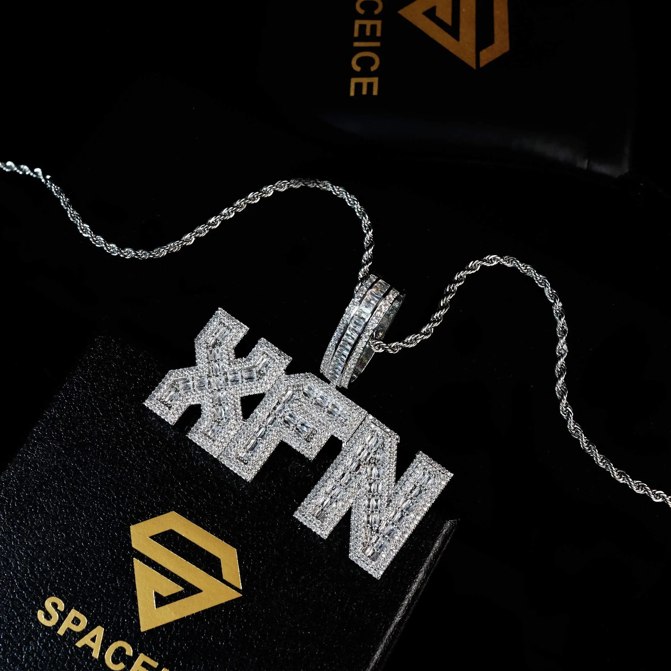 Custom Square Buguette Letter Pendant