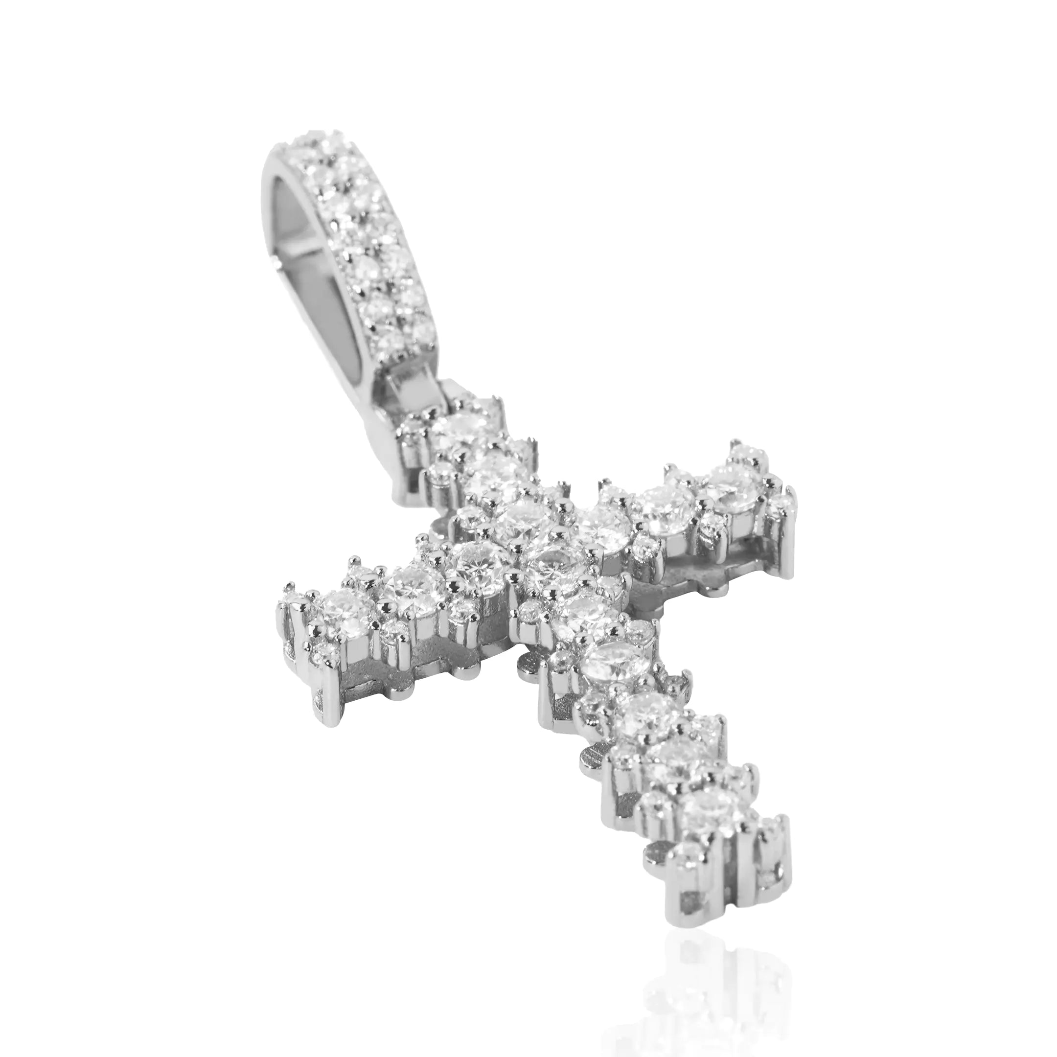 S925 Moissanite Princess Cut Cross Pendant
