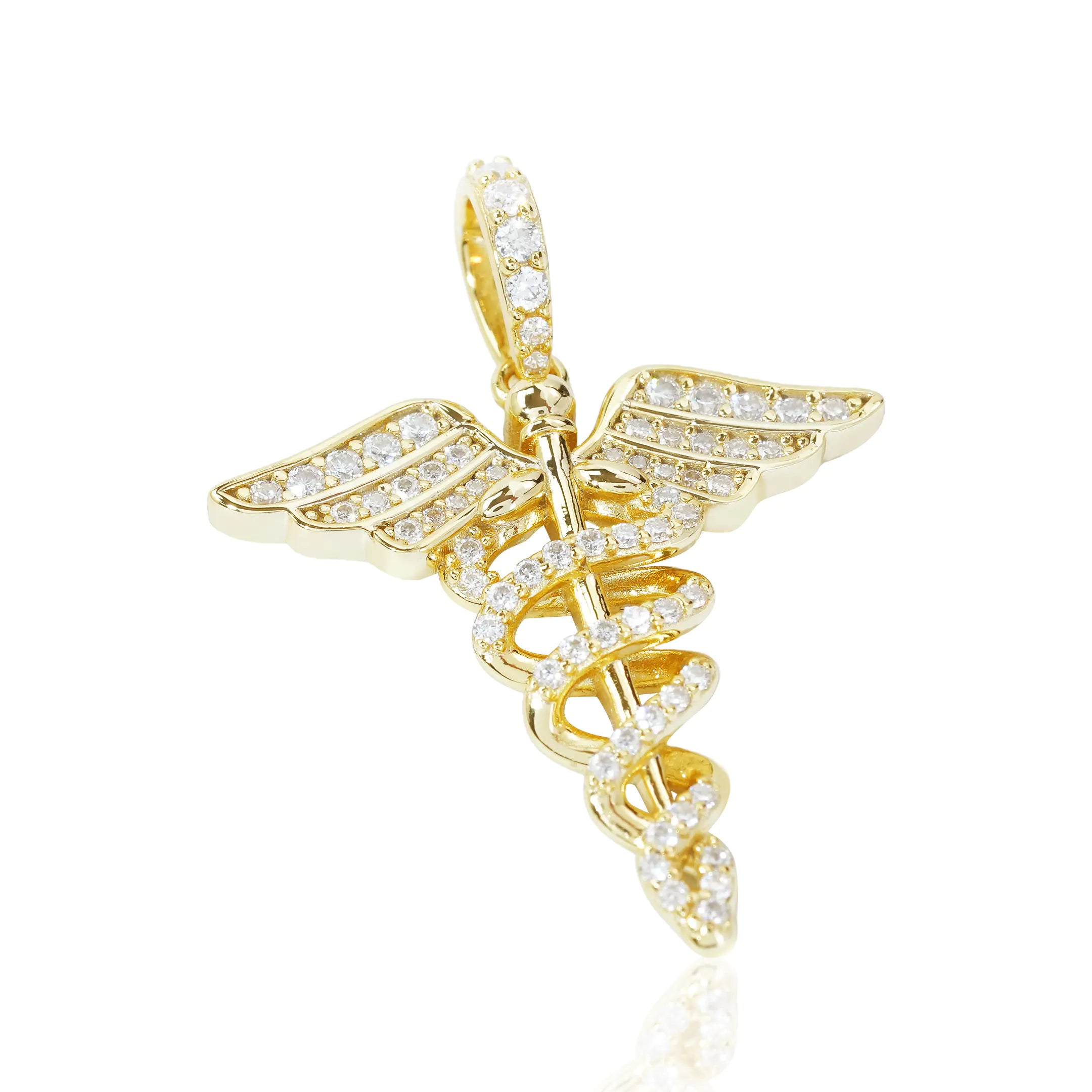 S925 Moissanite Angel Wings Cross Pendant