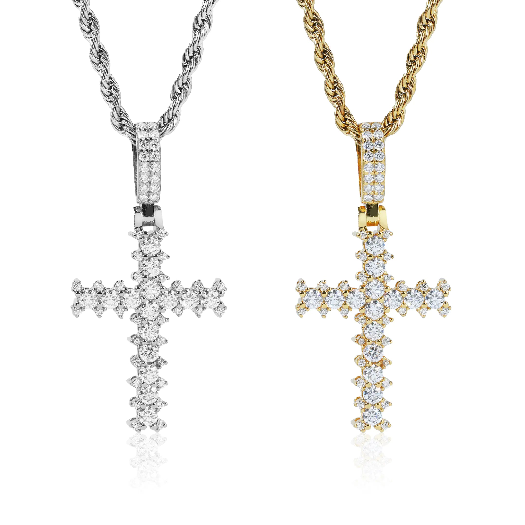 S925 Moissanite Princess Cut Cross Pendant