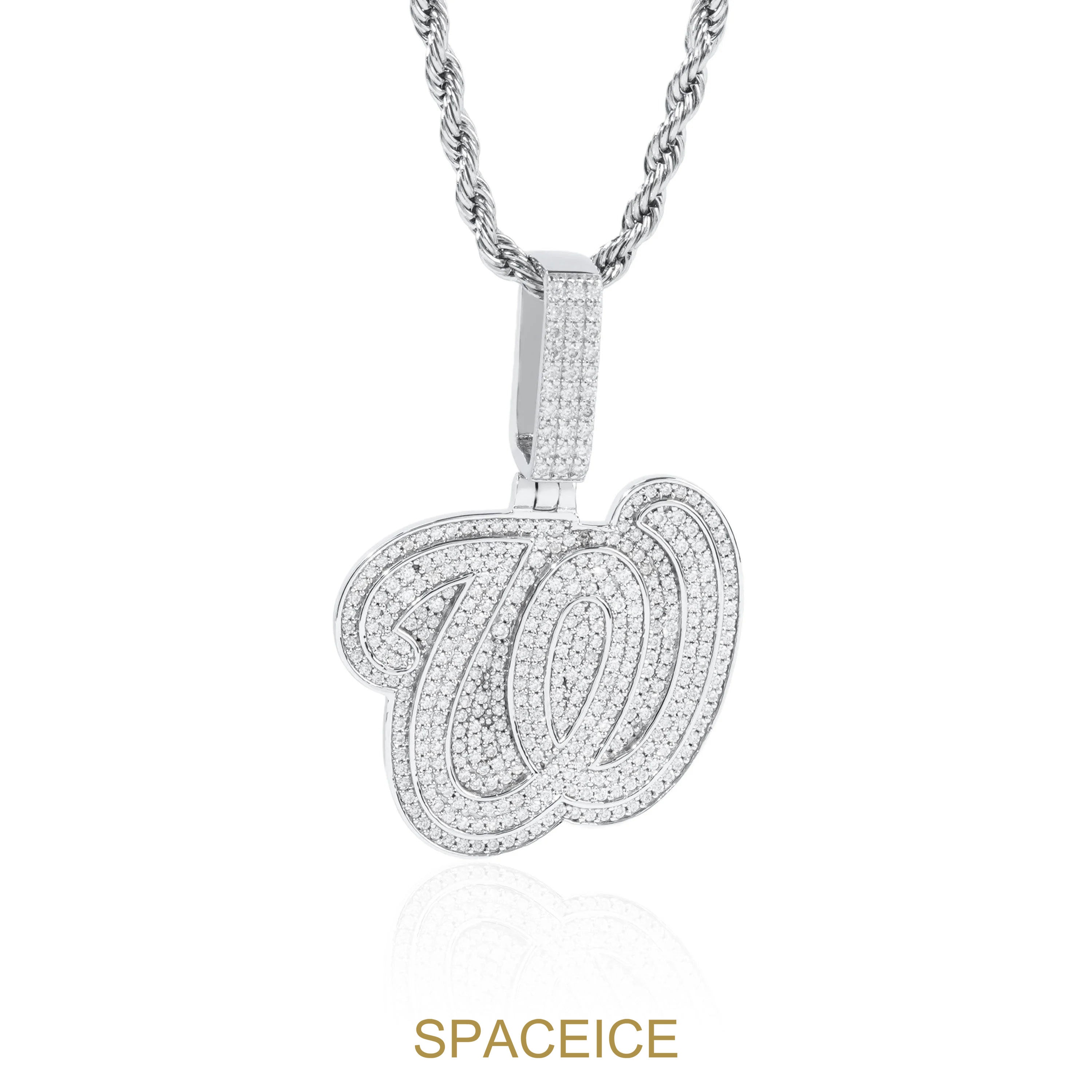 Spaceice Custom W Initial Moissanite Pendant