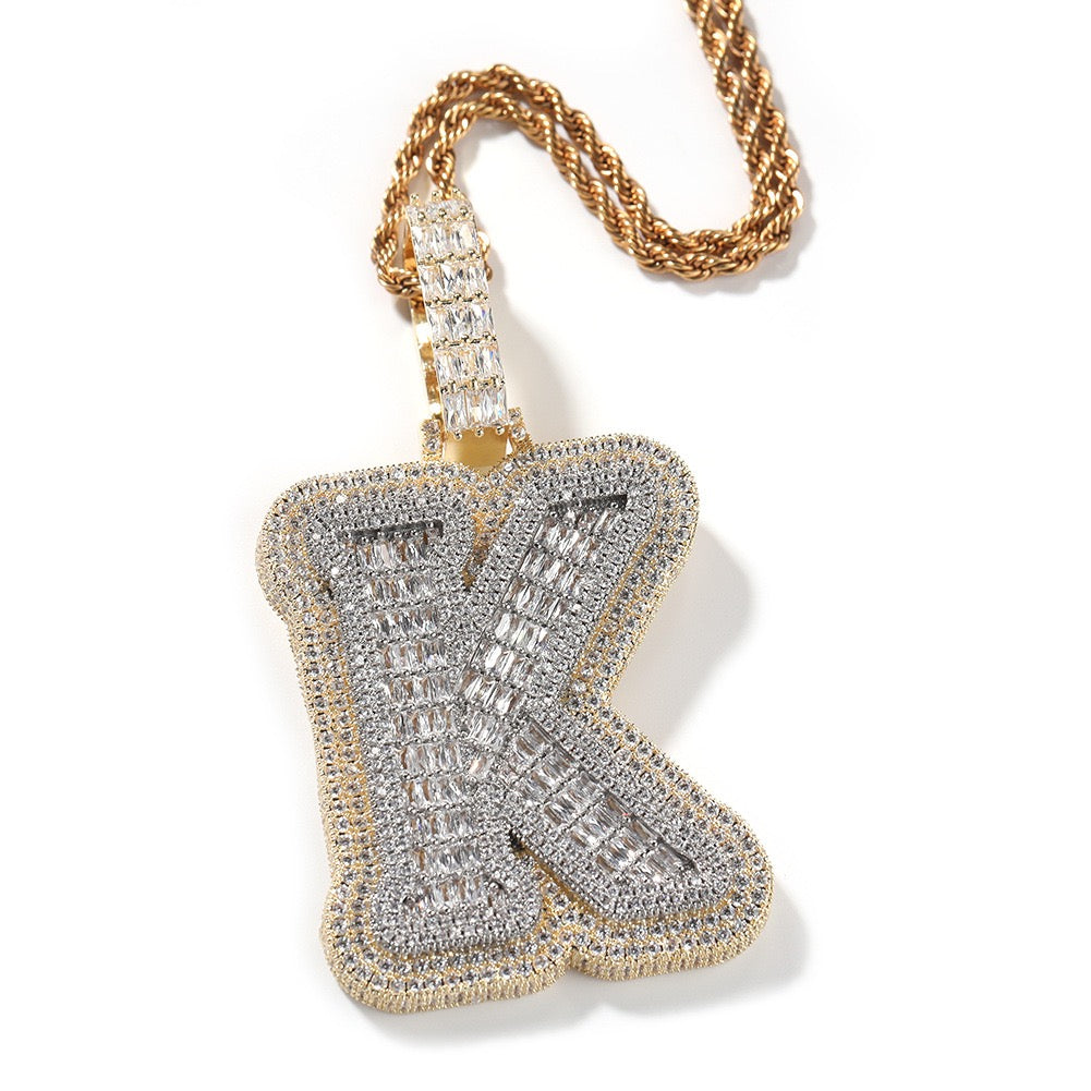Custom Baguette Letter Pendant