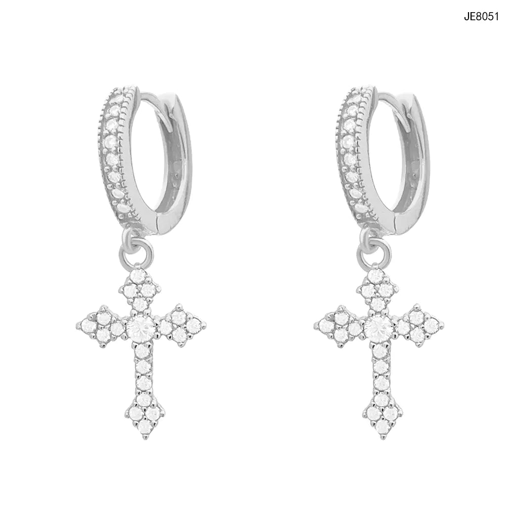 S925 Silver Moissanite Nova Cross Hoop Earrings
