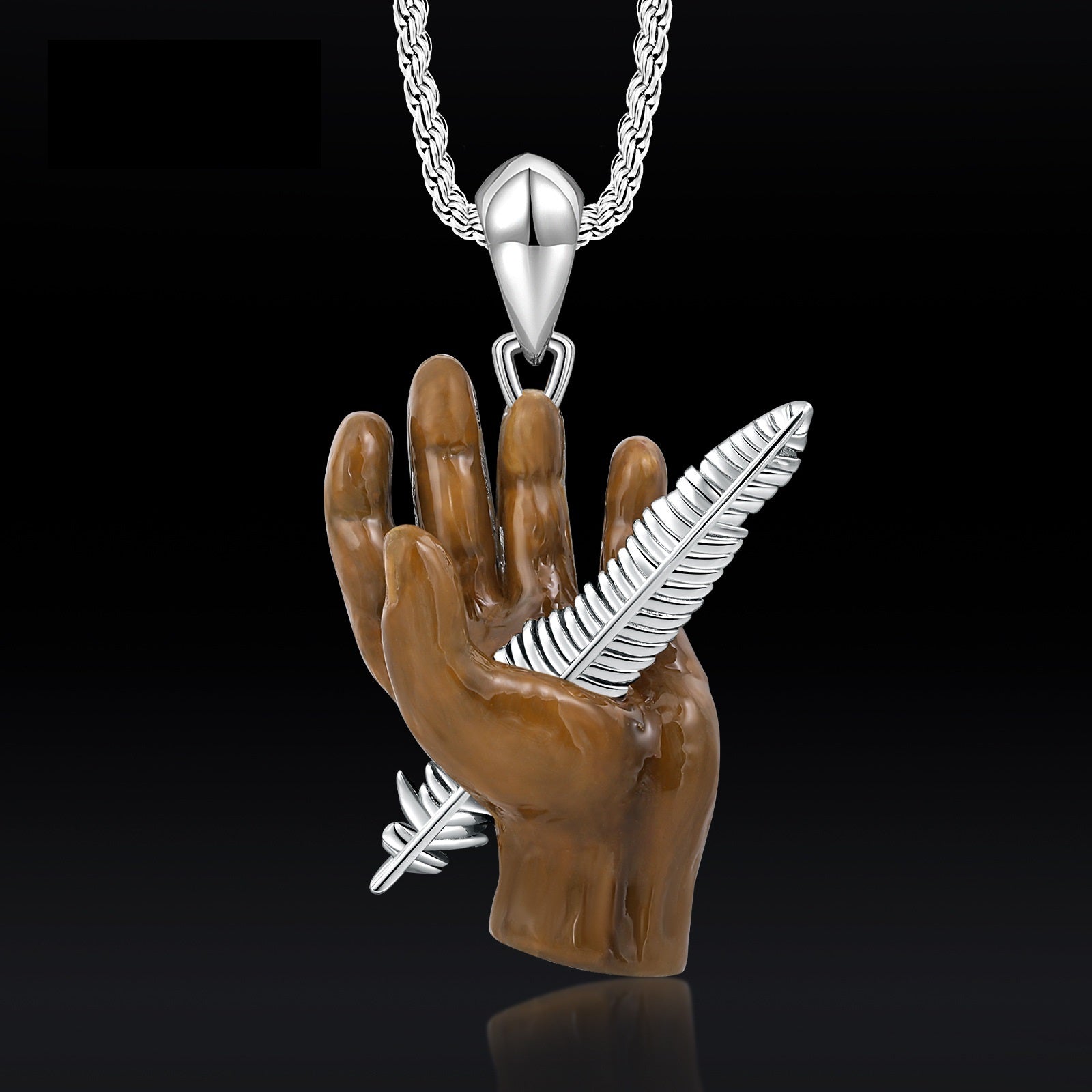 Feather Palm Enamel Pendant