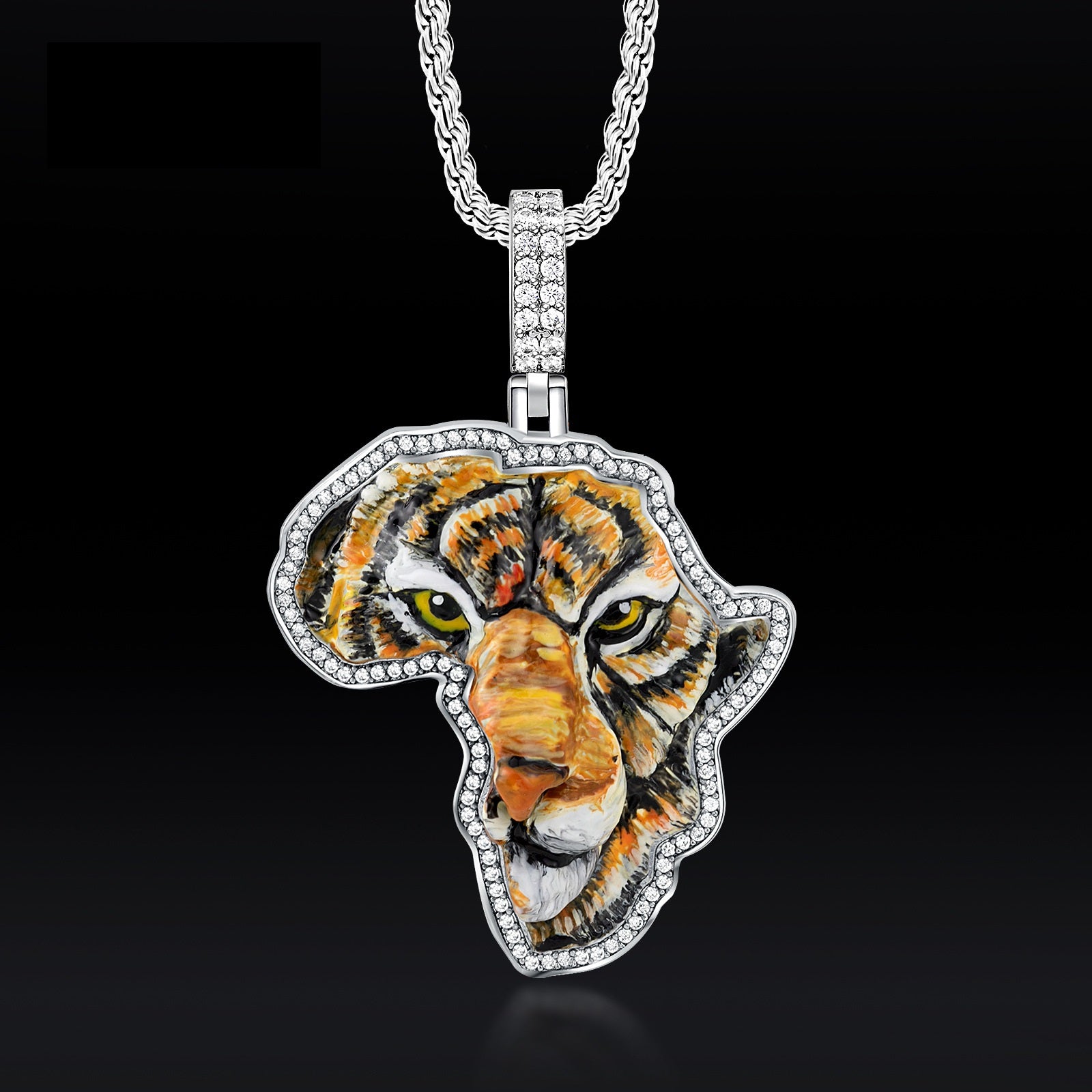 Tiger Africa Map Enamel Pendant