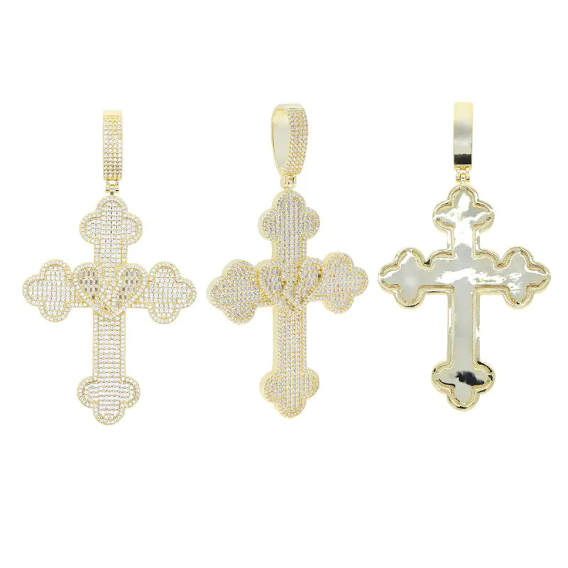 Broken Heart Bottnee Cross Pendant