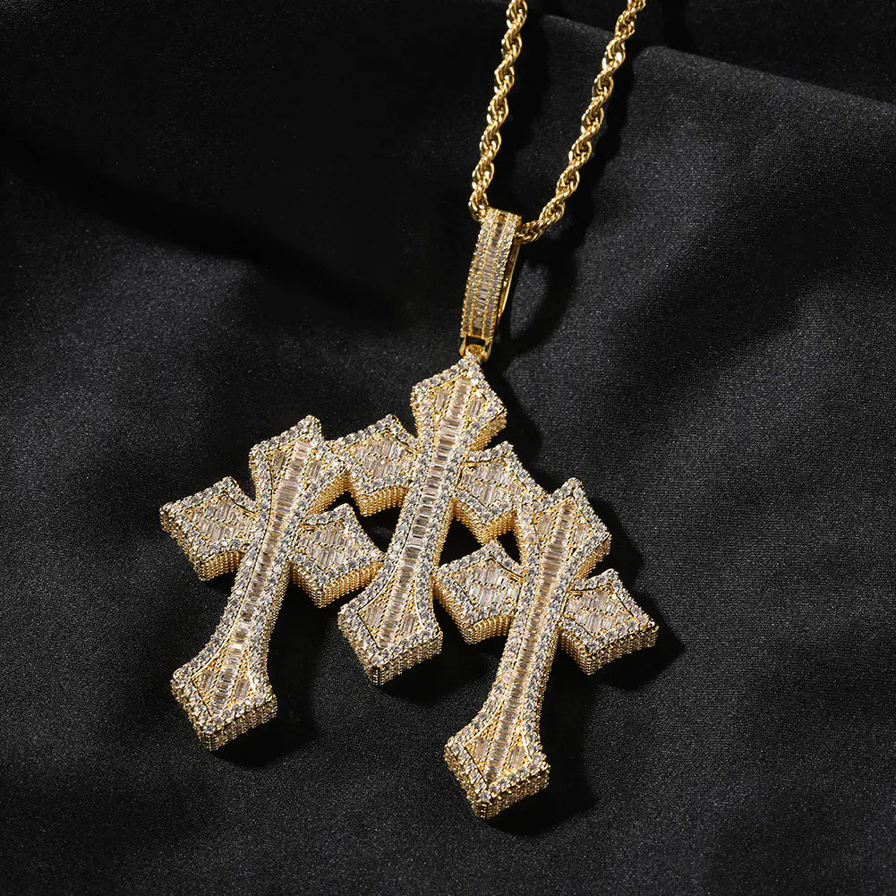 Broken Heart Bottnee Cross Pendant