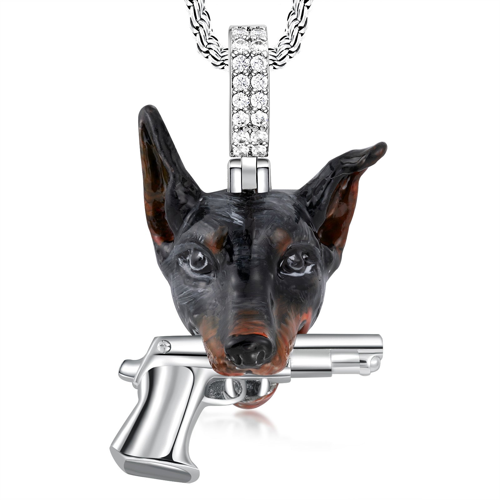 Dog Head Pistol Enamel Pendant