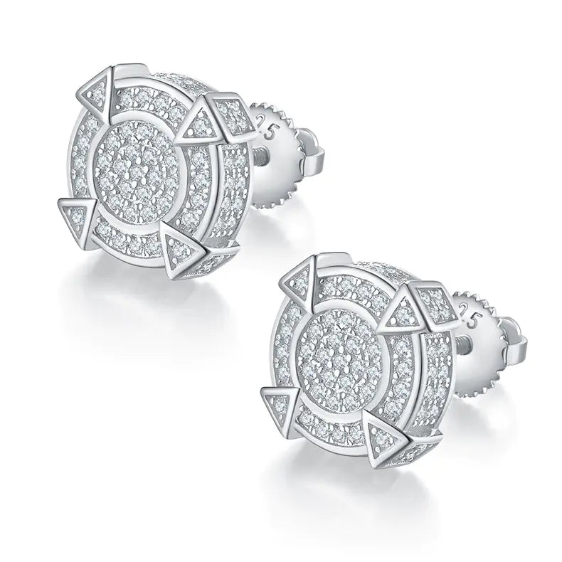 S925 Silver Moissanite Full Set Round Stud Earrings