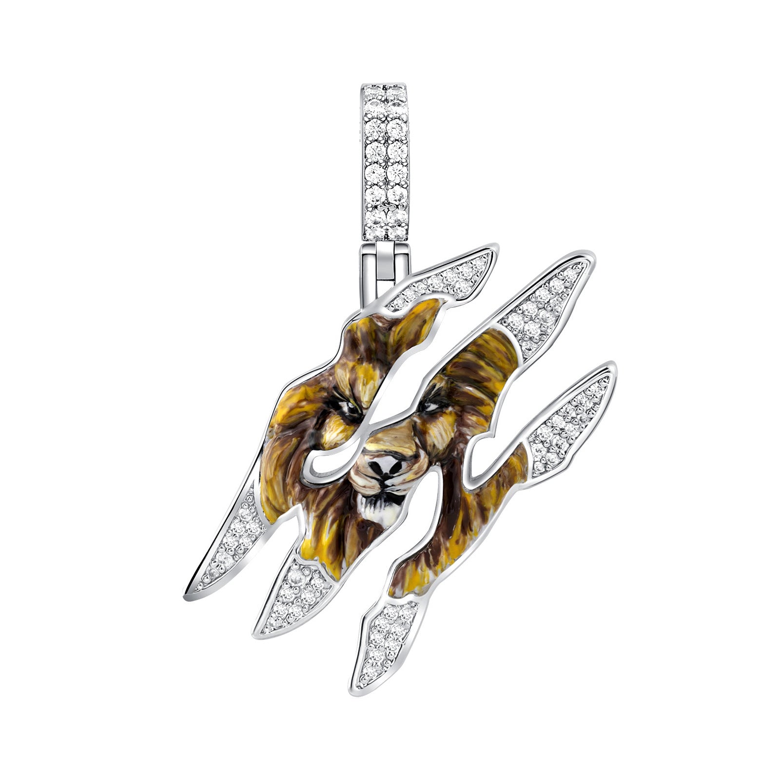 Lion Head Enamel Pendant