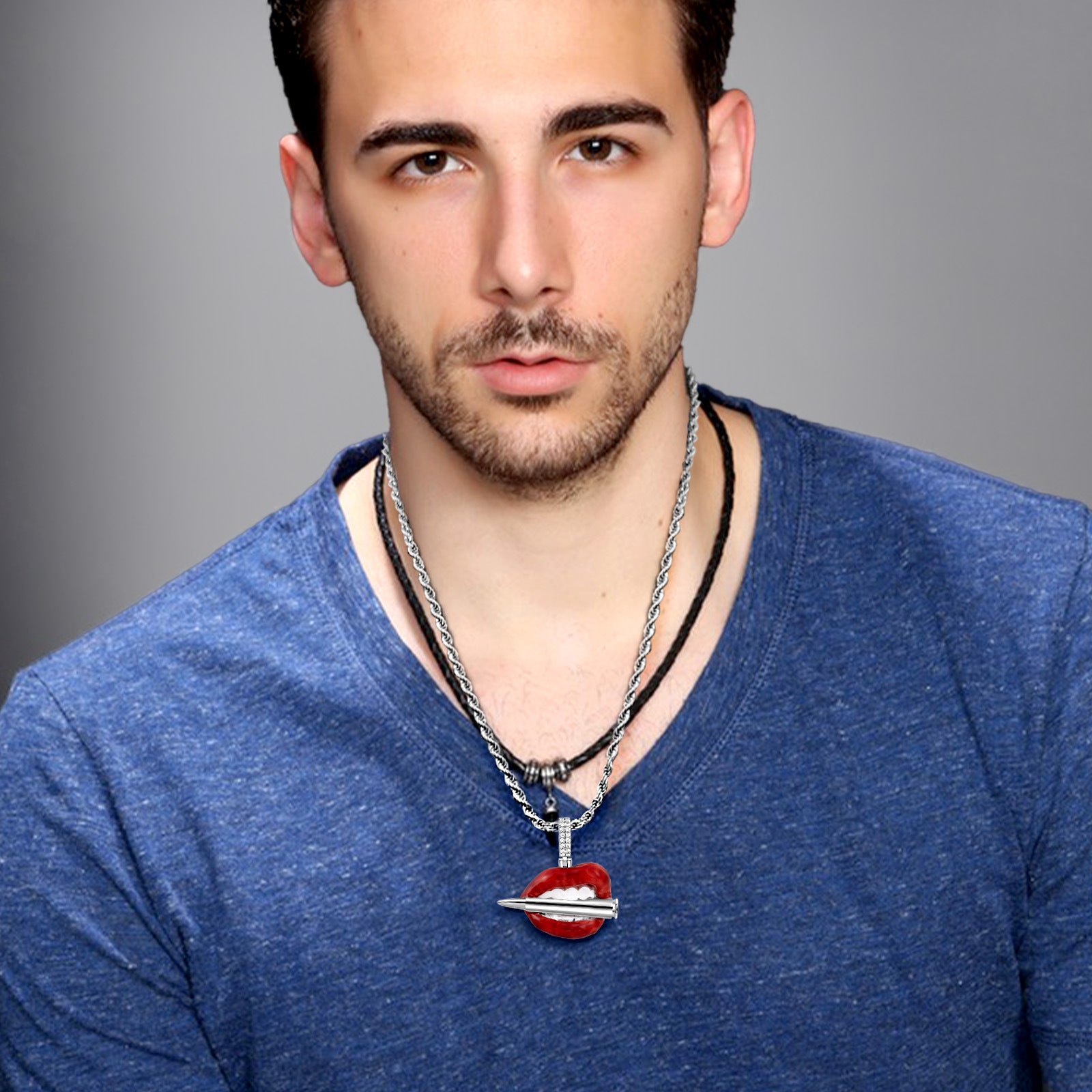 Lips Bullet Enamel Pendant