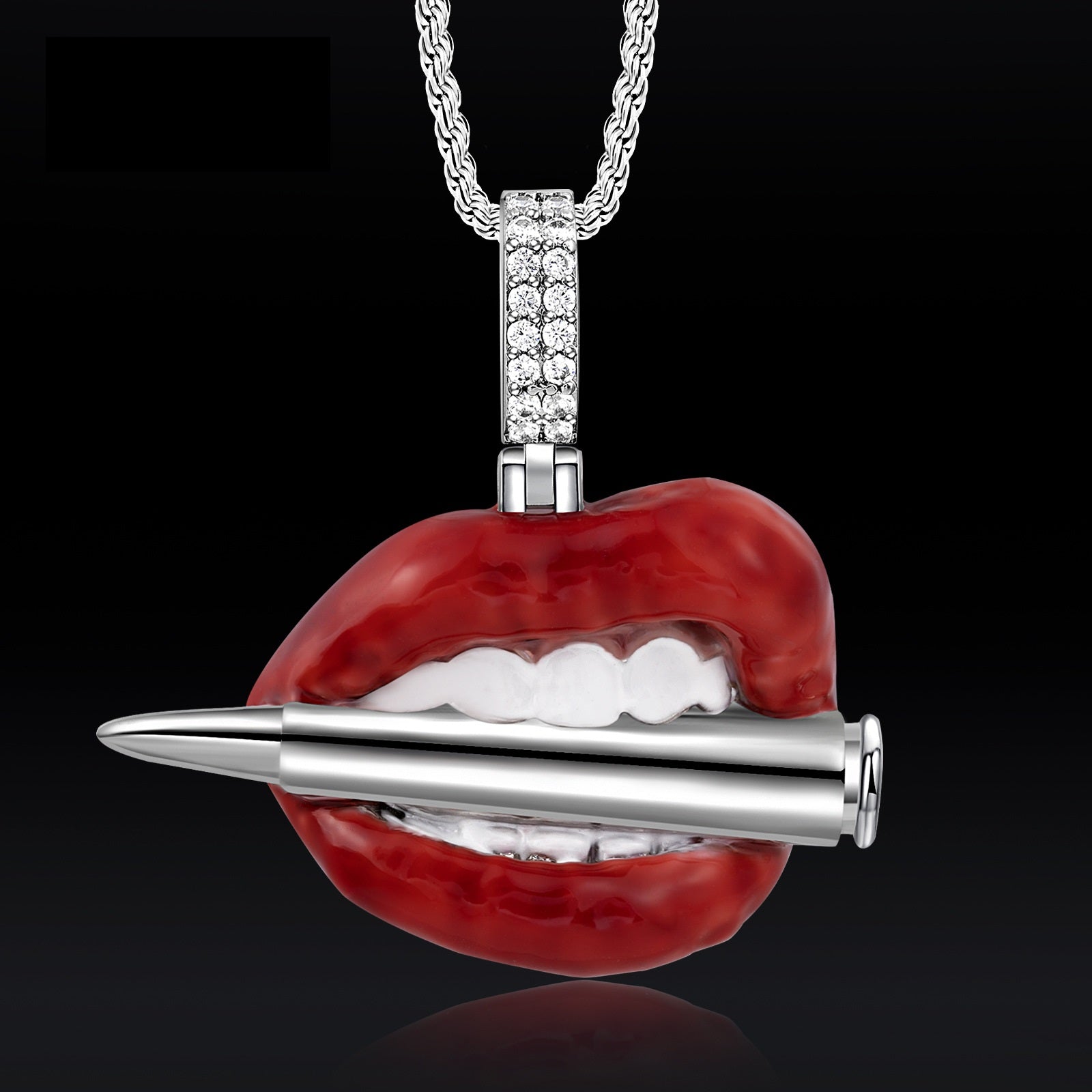 Lips Bullet Enamel Pendant