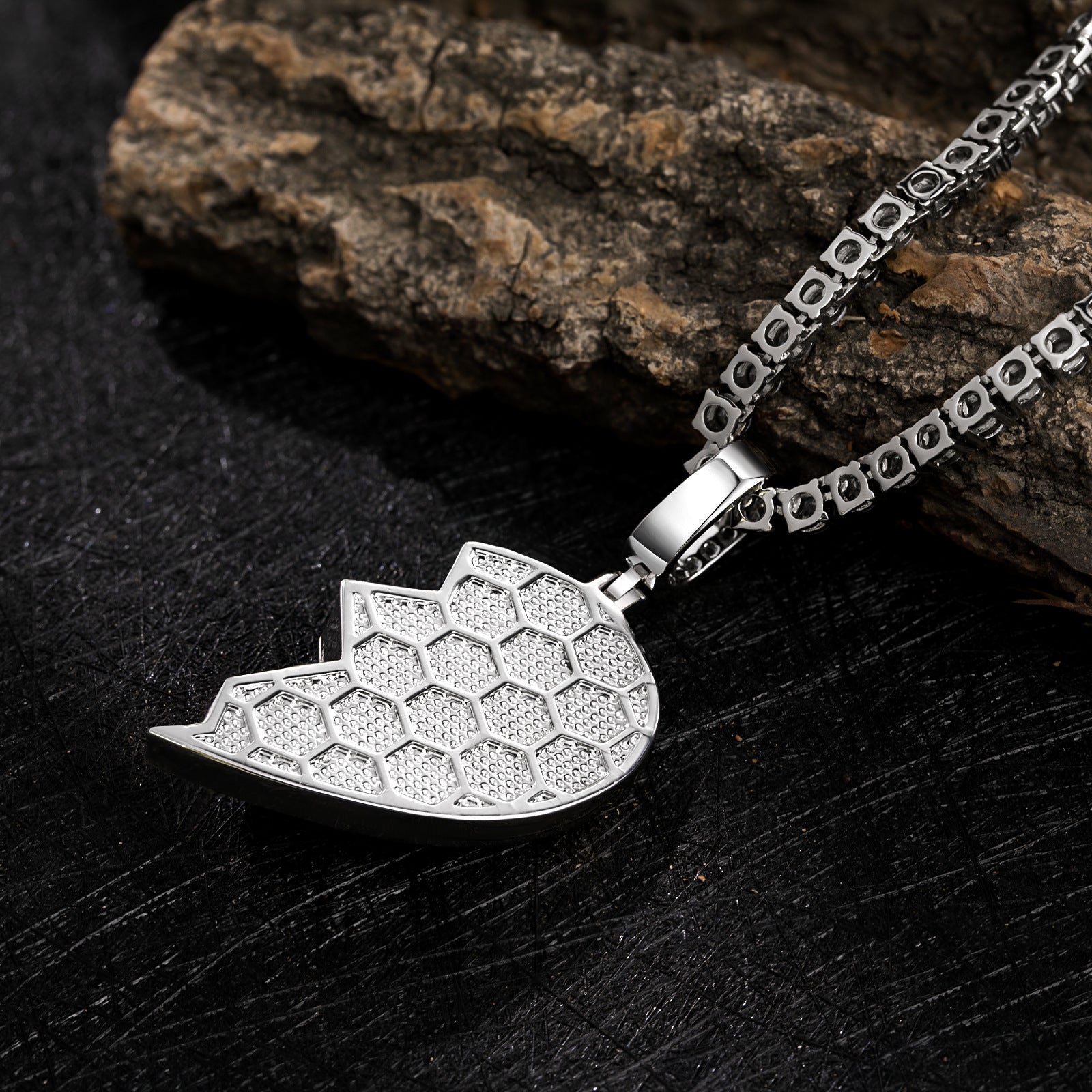 Tiger Broken Heart Enamel Pendant