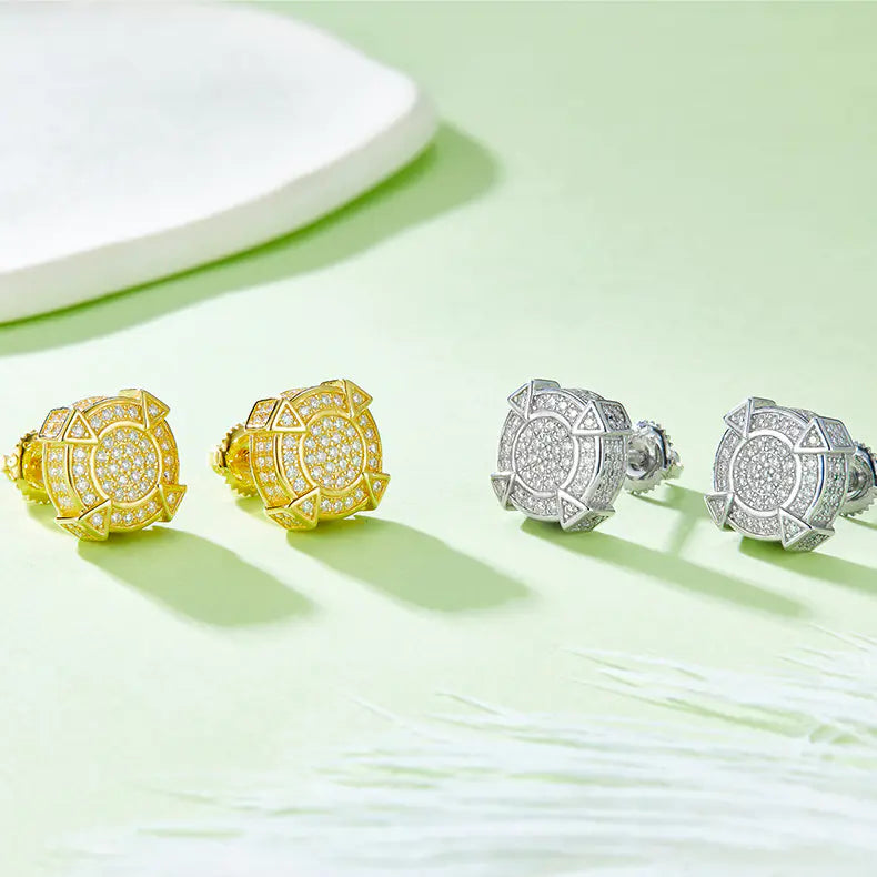S925 Silver Moissanite Full Set Round Stud Earrings
