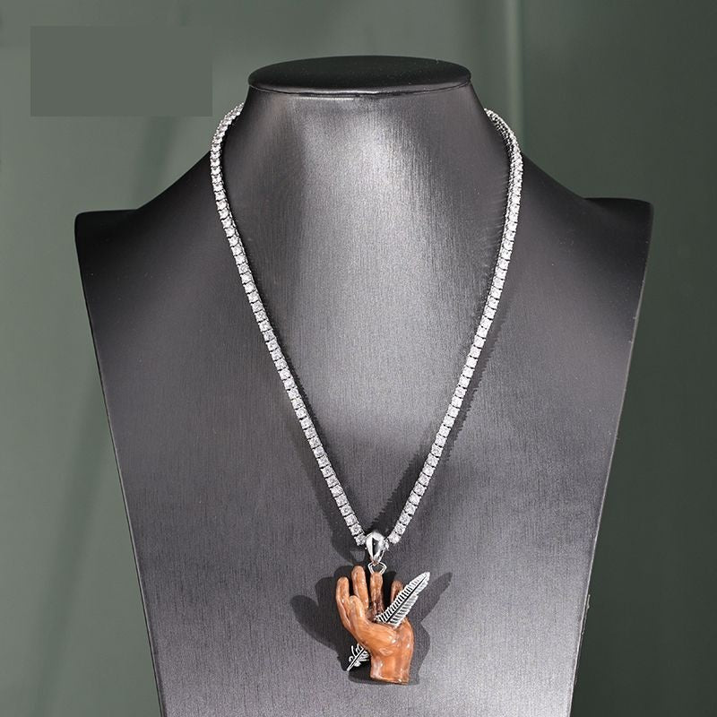 Feather Palm Enamel Pendant