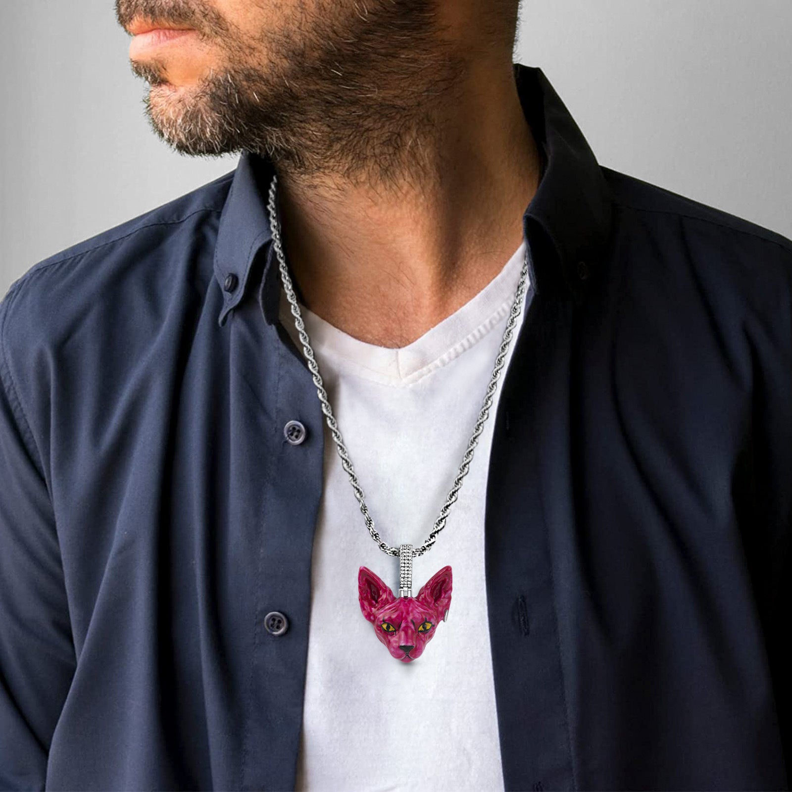 Red Cat Head Enamel Pendant