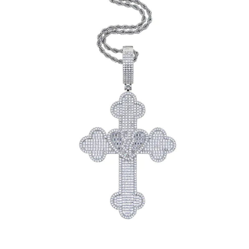 Broken Heart Bottnee Cross Pendant