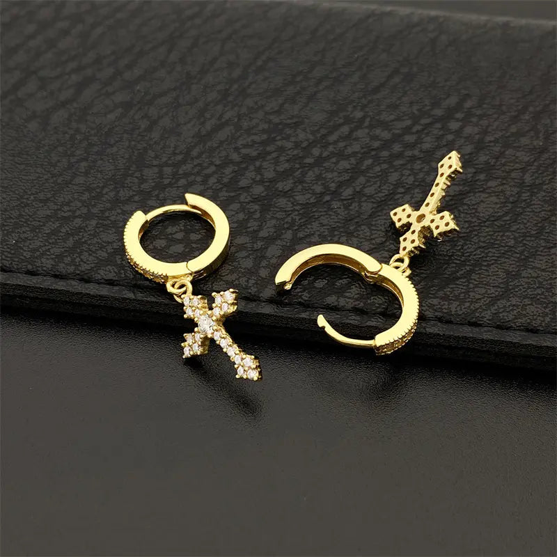 S925 Silver Moissanite Nova Cross Hoop Earrings