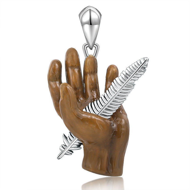 Feather Palm Enamel Pendant