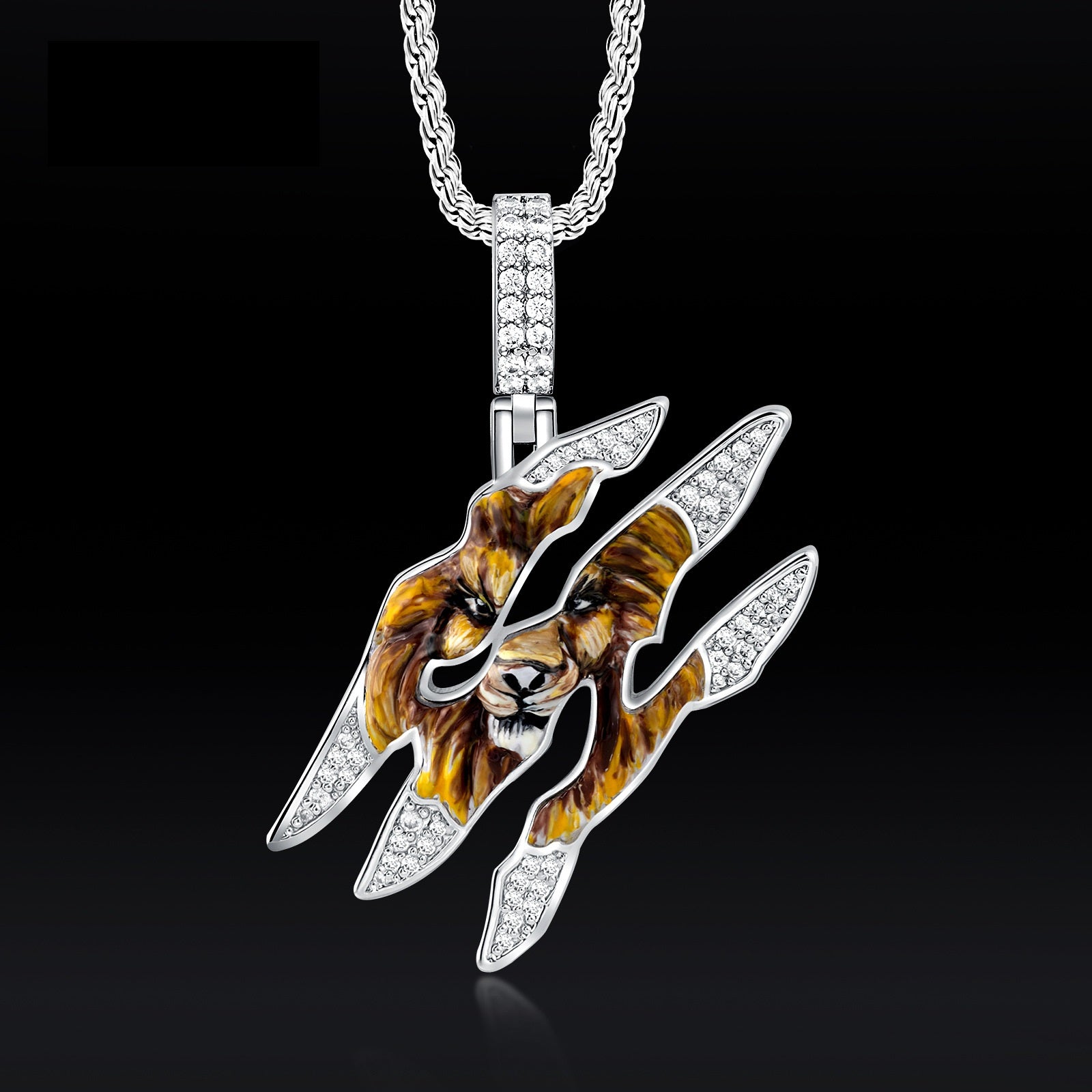 Lion Head Enamel Pendant