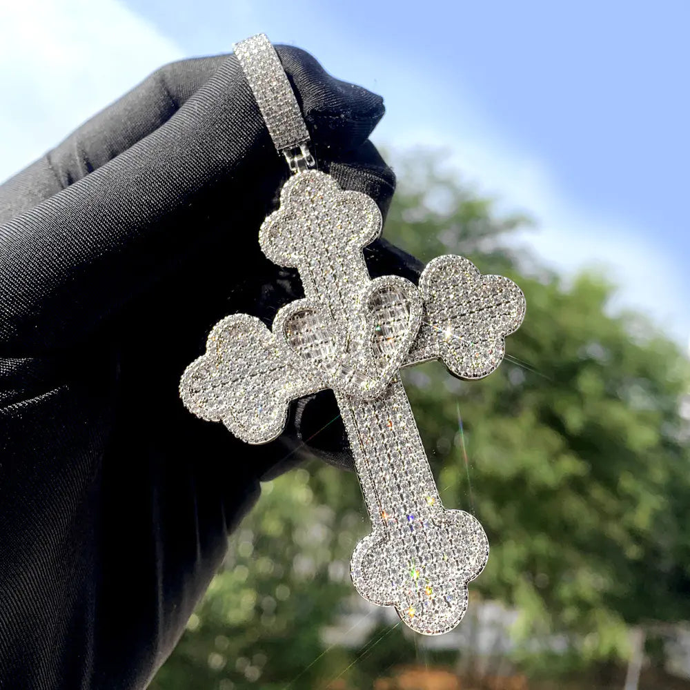 Broken Heart Bottnee Cross Pendant