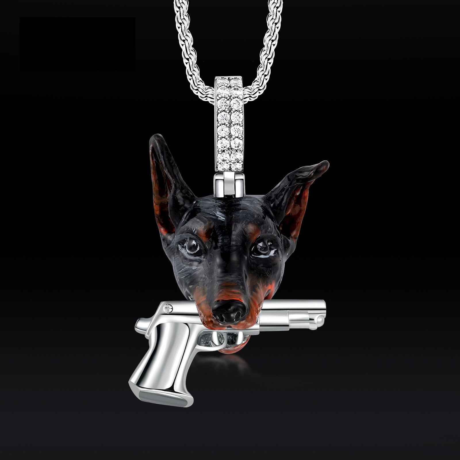 Dog Head Pistol Enamel Pendant