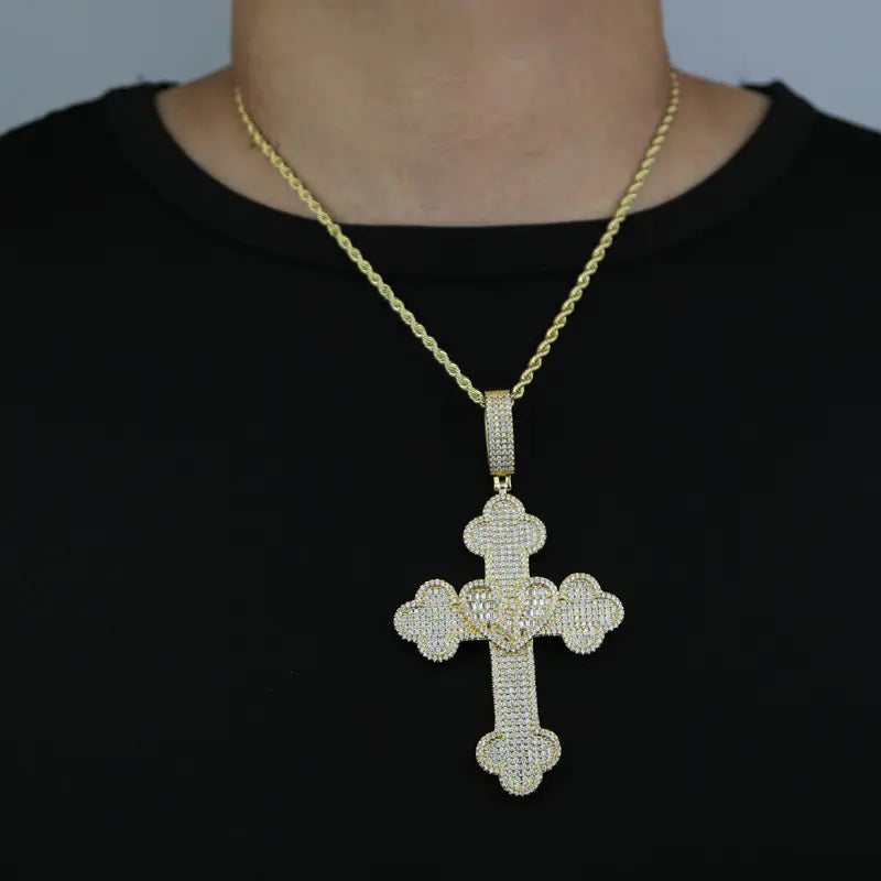 Broken Heart Bottnee Cross Pendant