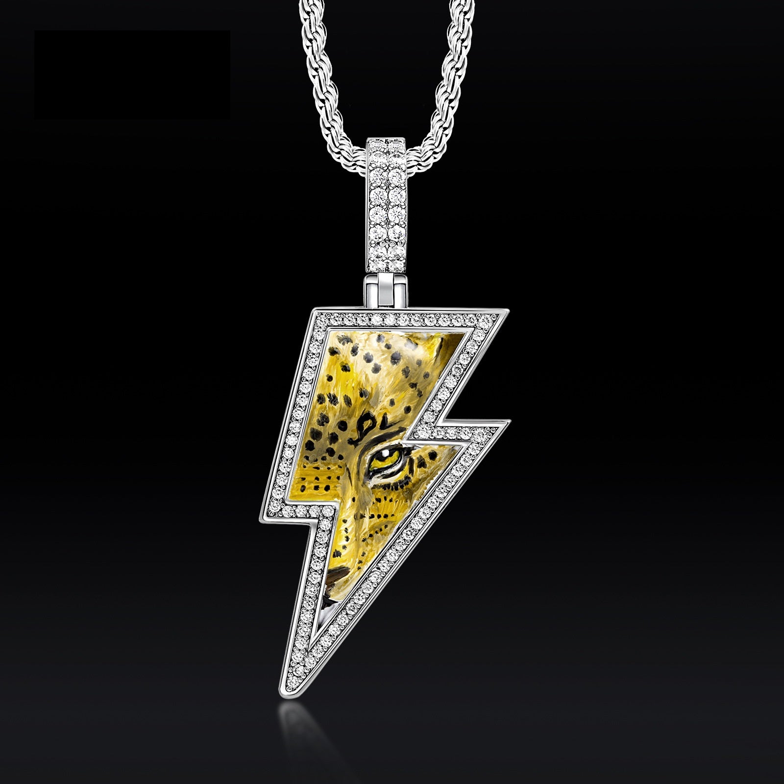 Cheetah Lightning Enamel Pendant