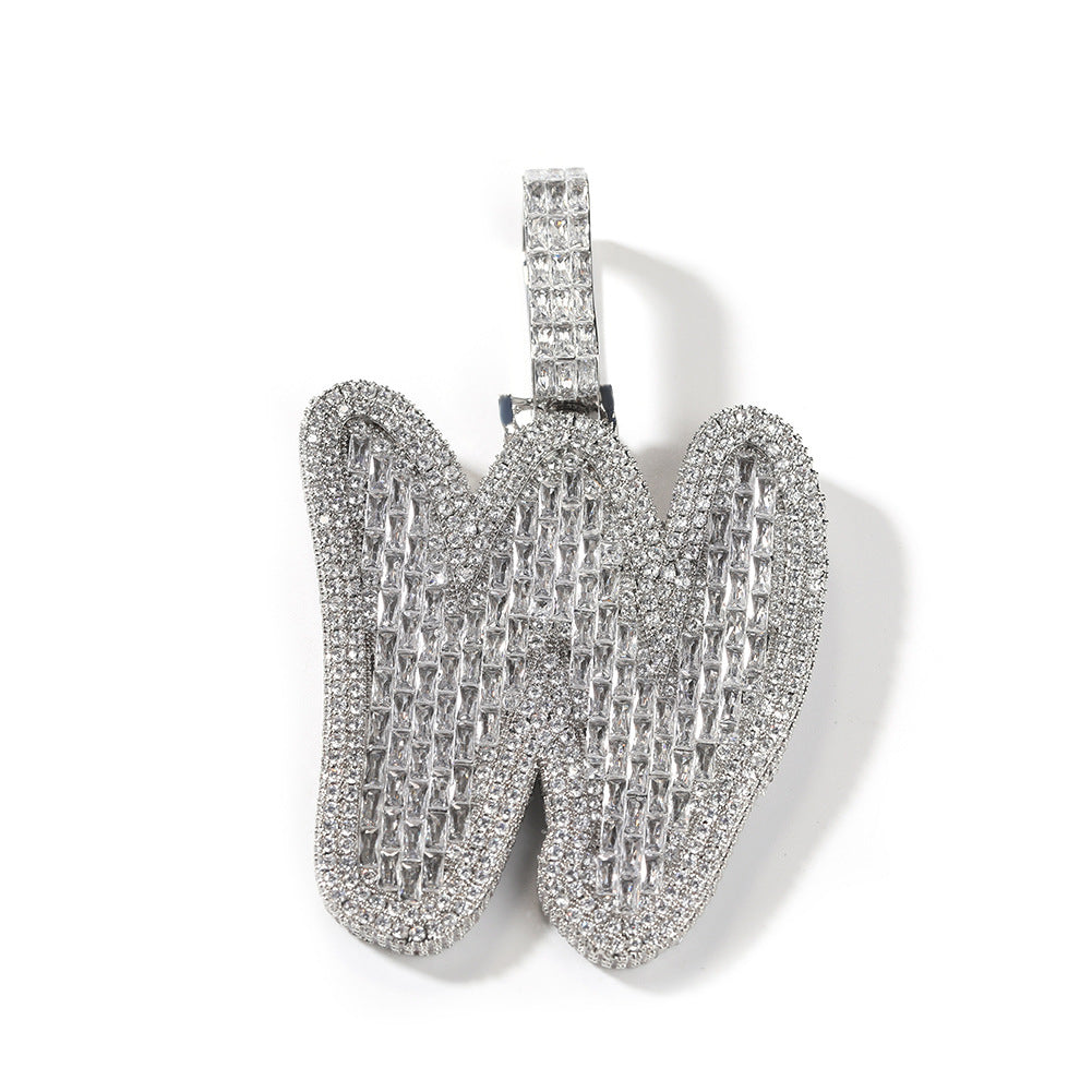 Custom Baguette Cursive Letter Pendant