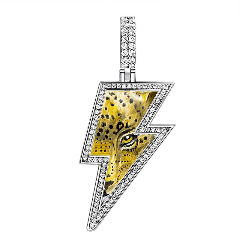Cheetah Lightning Enamel Pendant