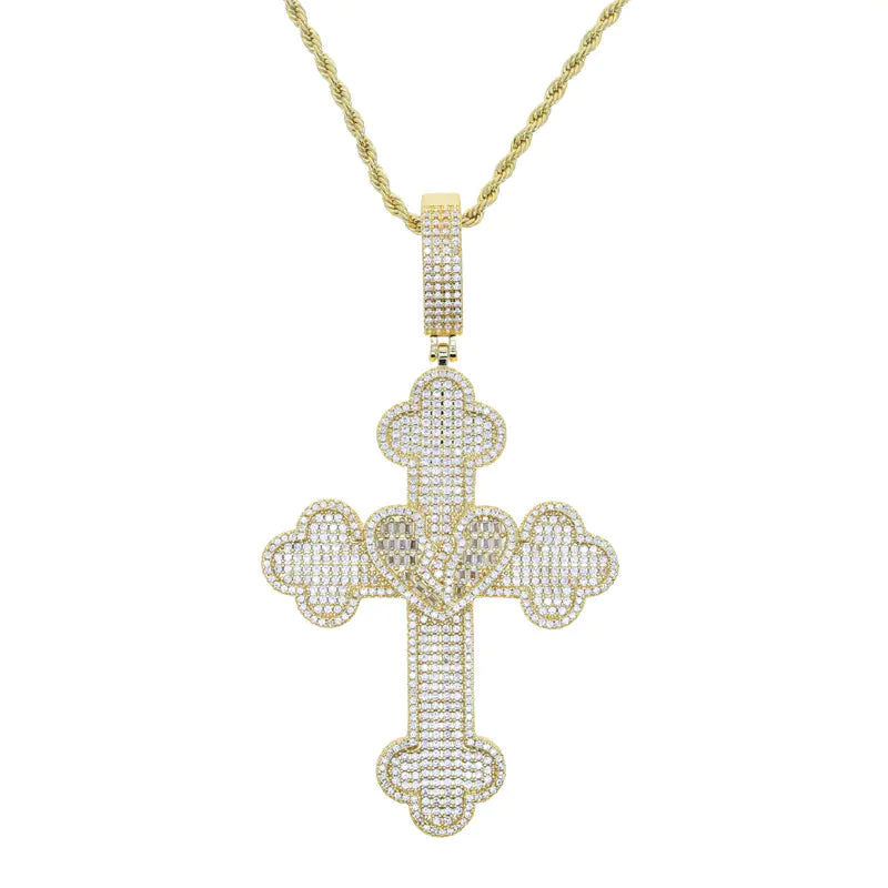 Broken Heart Bottnee Cross Pendant