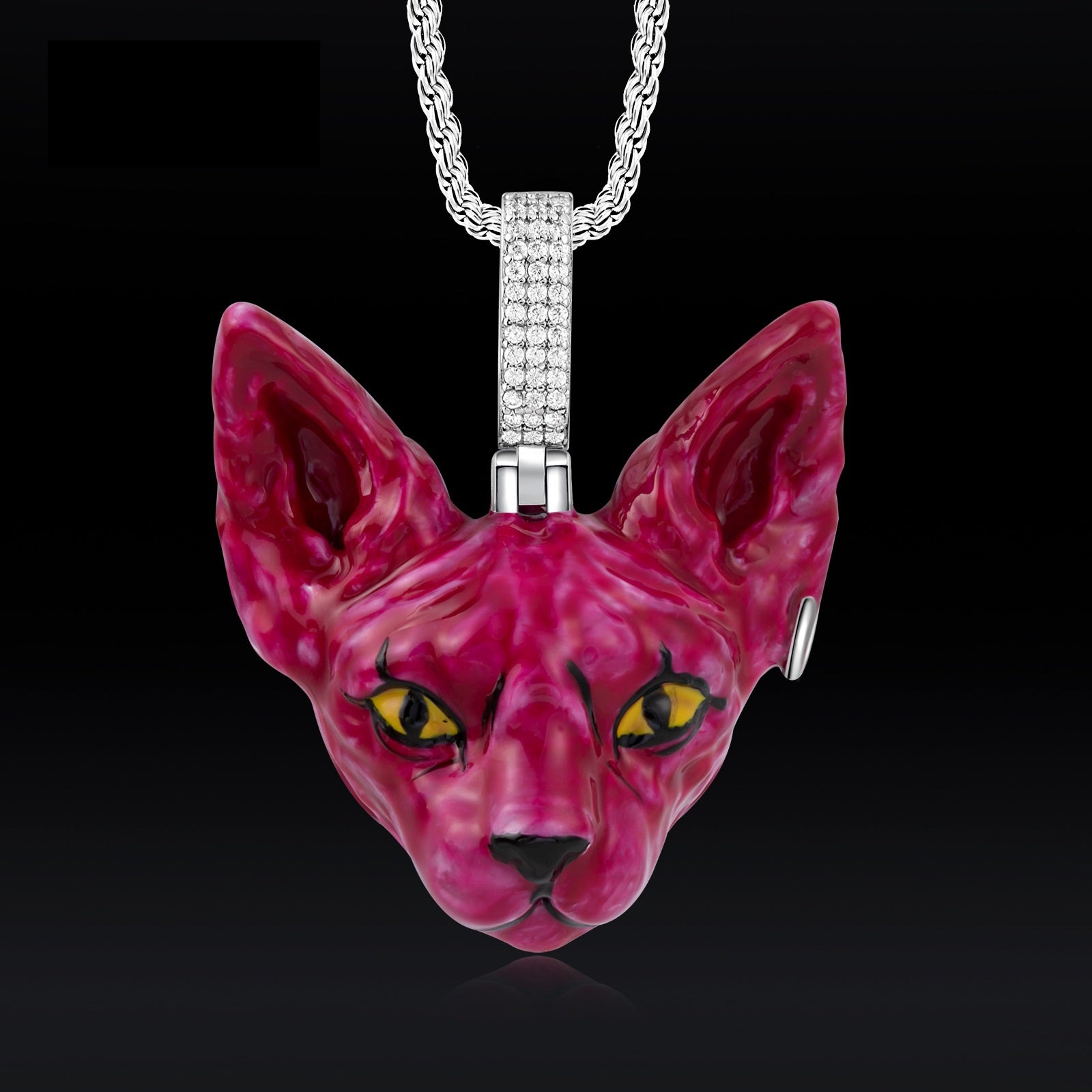 Red Cat Head Enamel Pendant