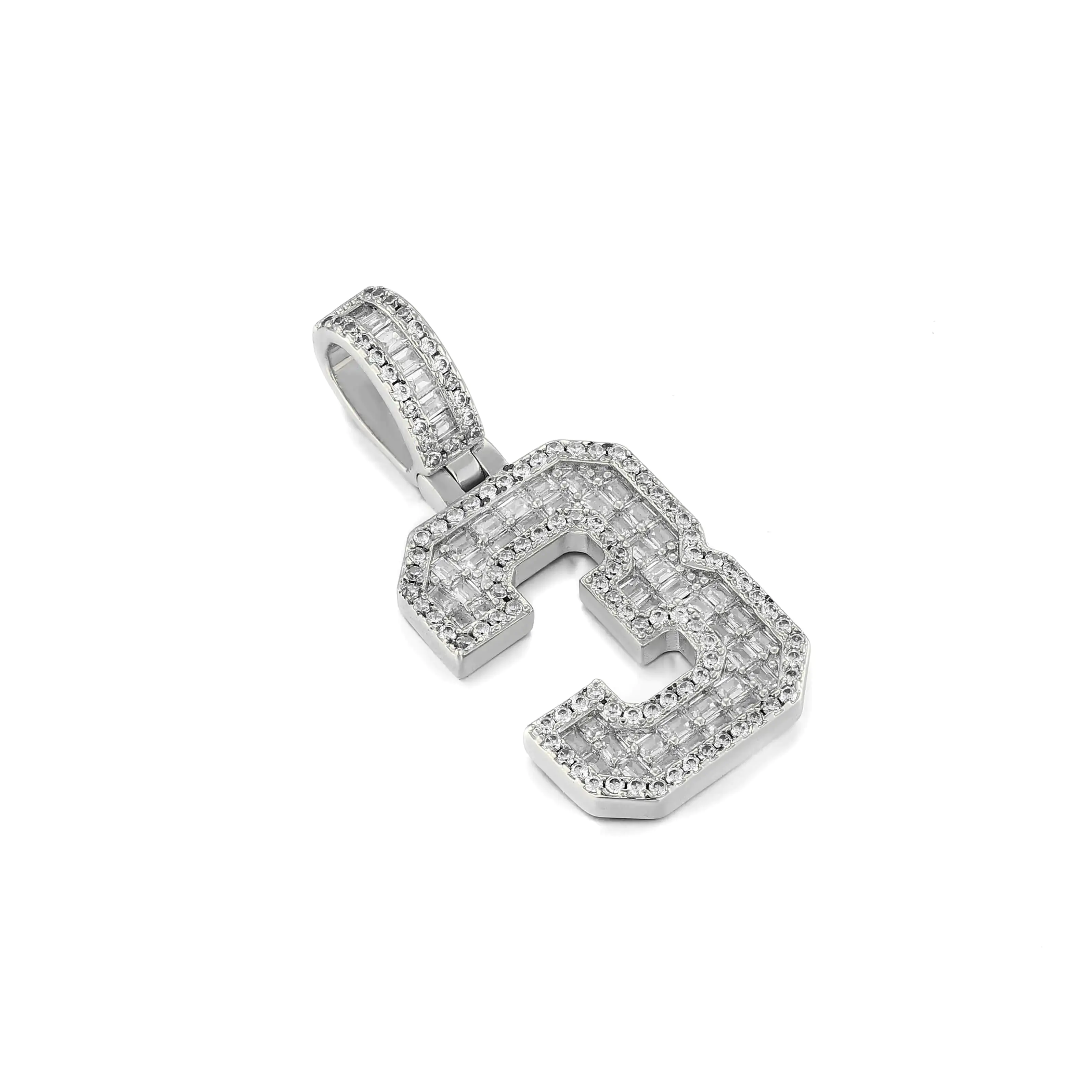 Custom Baguette Number Pendant