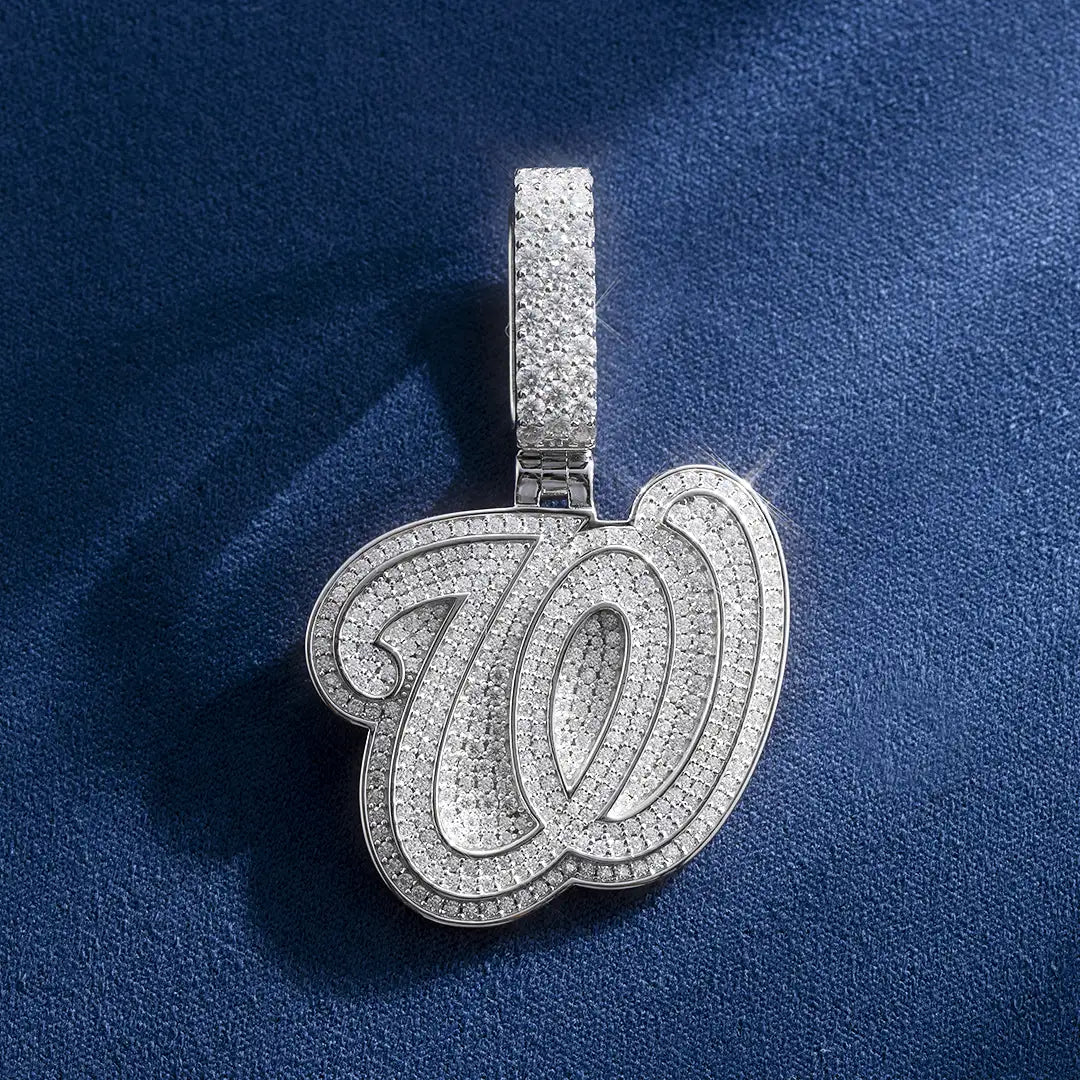 Custom W Initial Moissanite Pendant