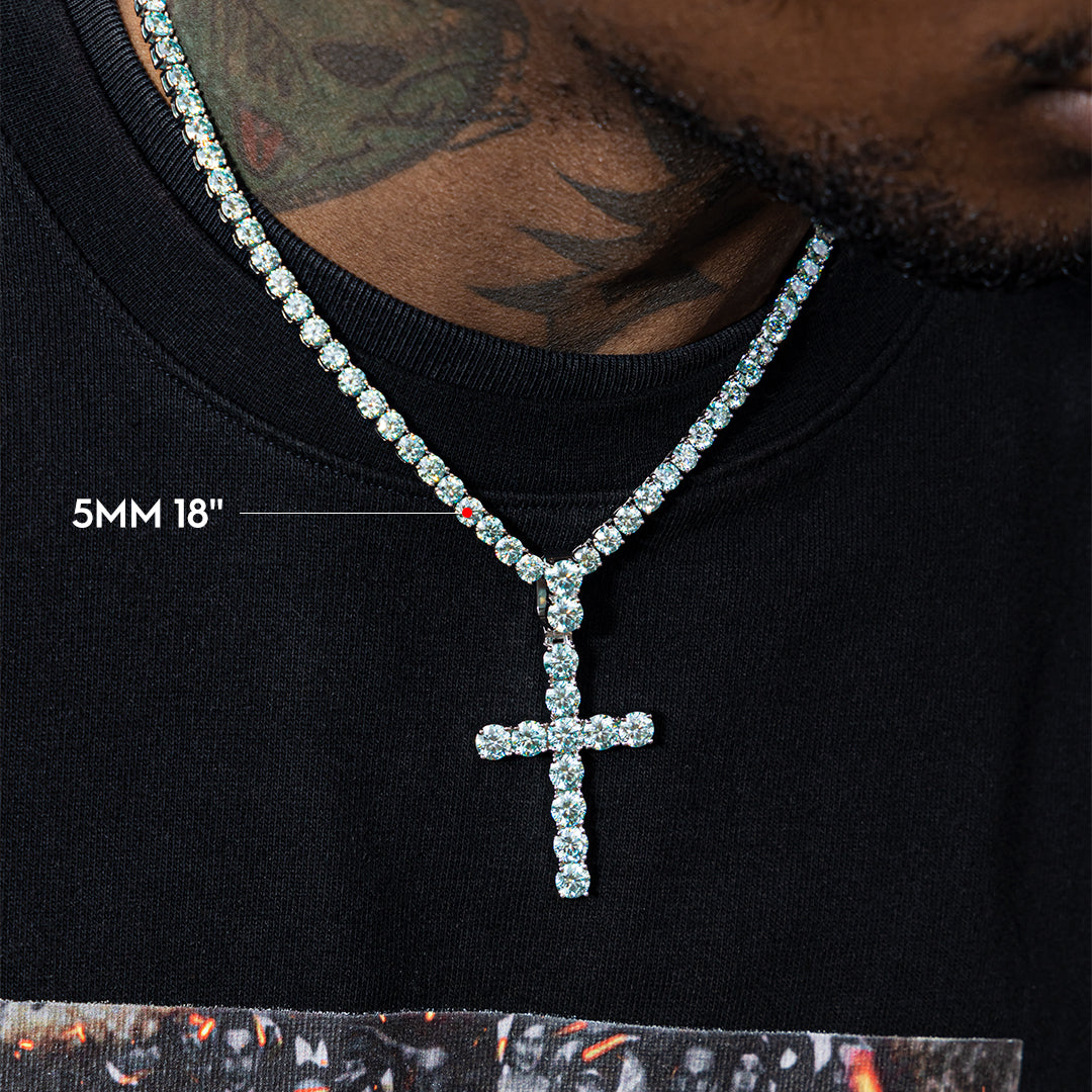 13CT Blue Moissanite Cross Pendant