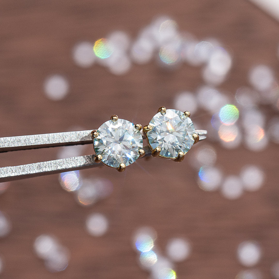 Certified Blue Moissanite Stud Earrings