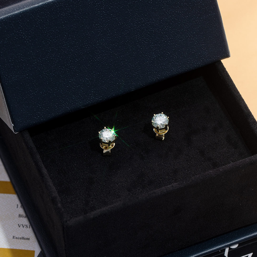 Certified Blue Moissanite Stud Earrings
