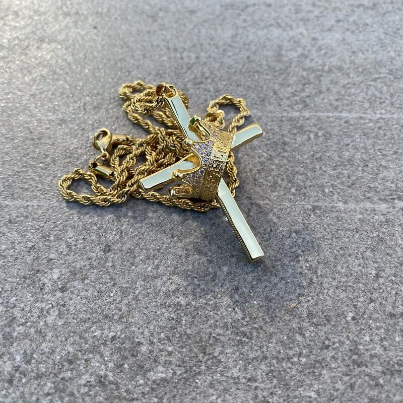 Crown Zirconia Cross Pendant