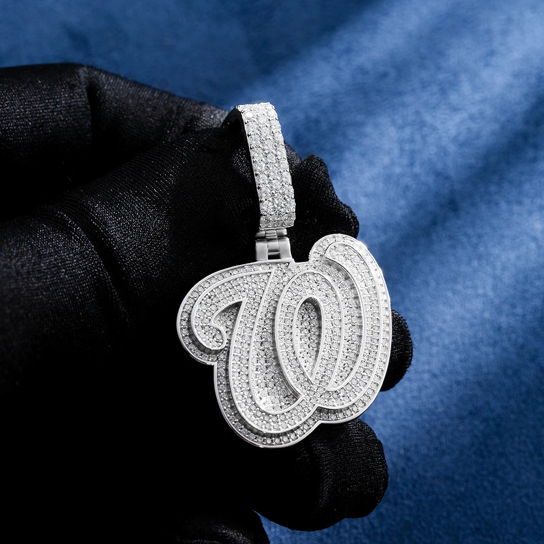 Custom W Initial Moissanite Pendant