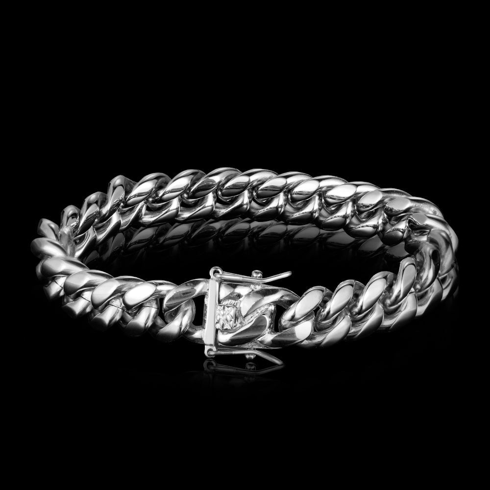 12MM Miami Cuban Link Set - White Gold