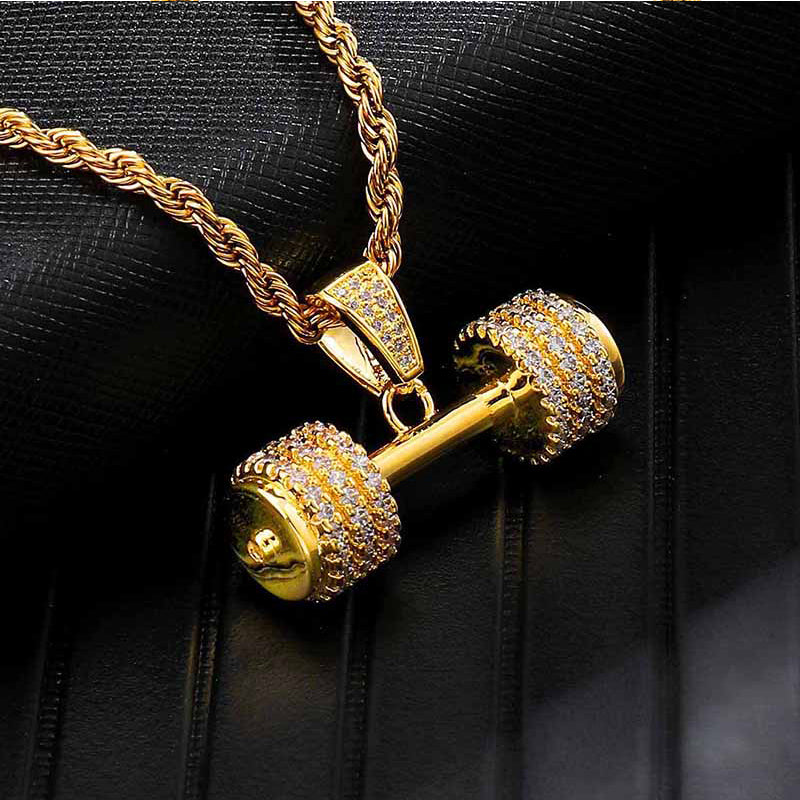 Iced Barbell Pendant